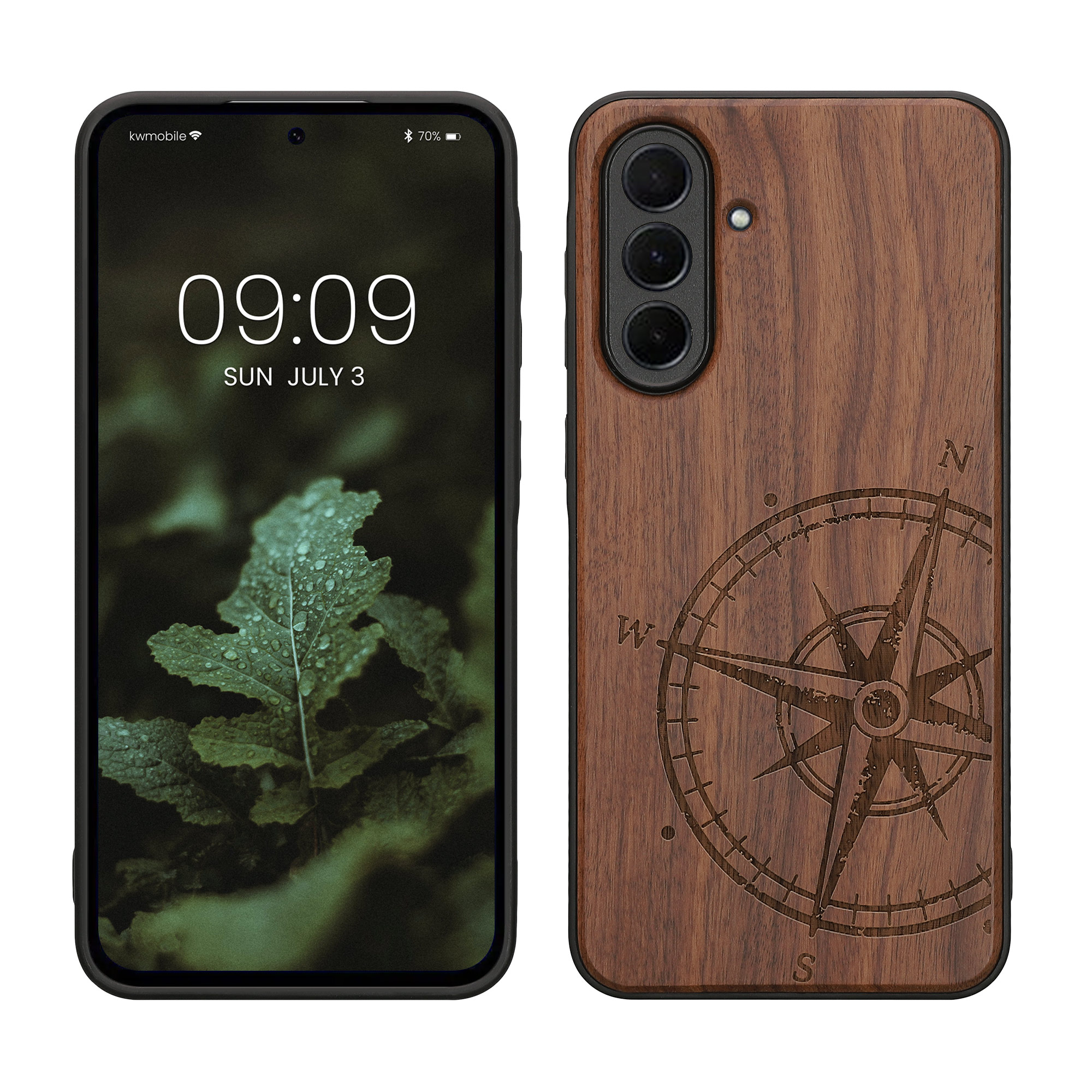 Dřevěný kryt na mobil Samsung Galaxy A36 5G kwmobile tmavě hnědý