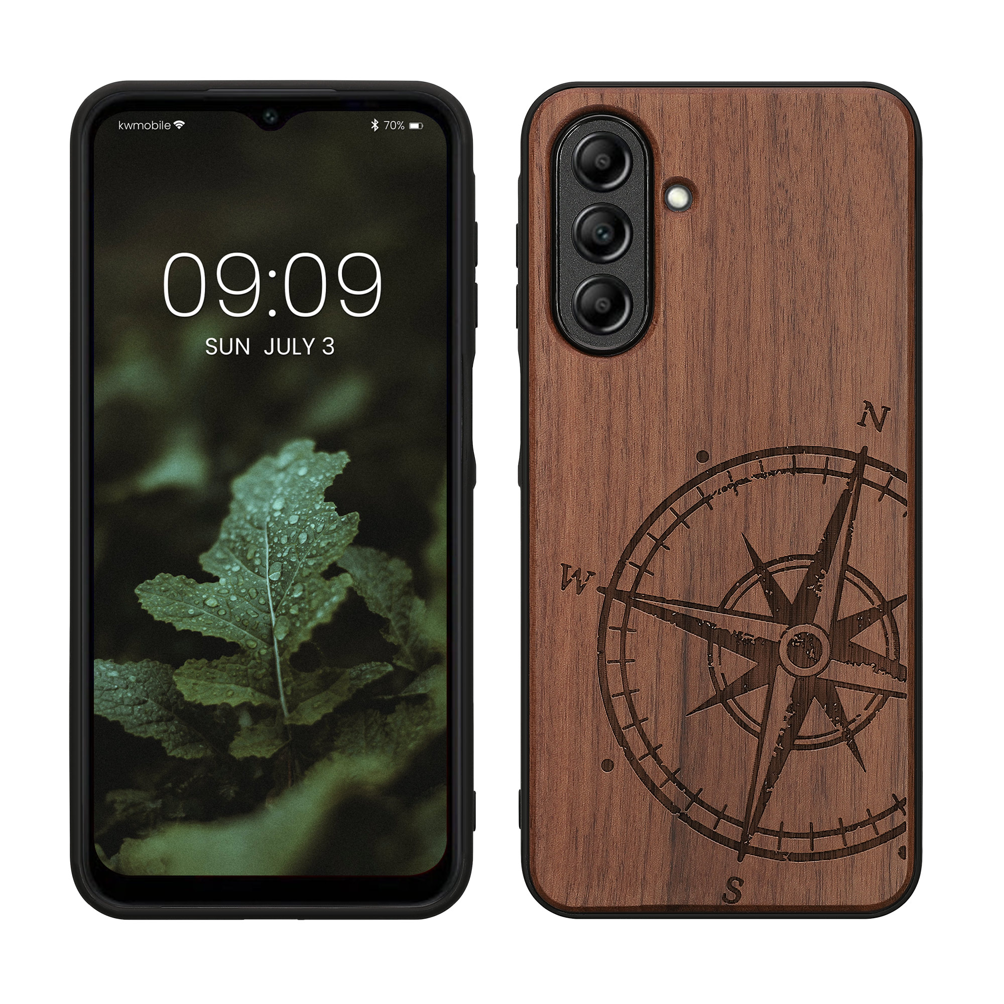 Dřevěný kryt na mobil Samsung Galaxy A26 5G kwmobile TPU rámeček Tmavě hnědá