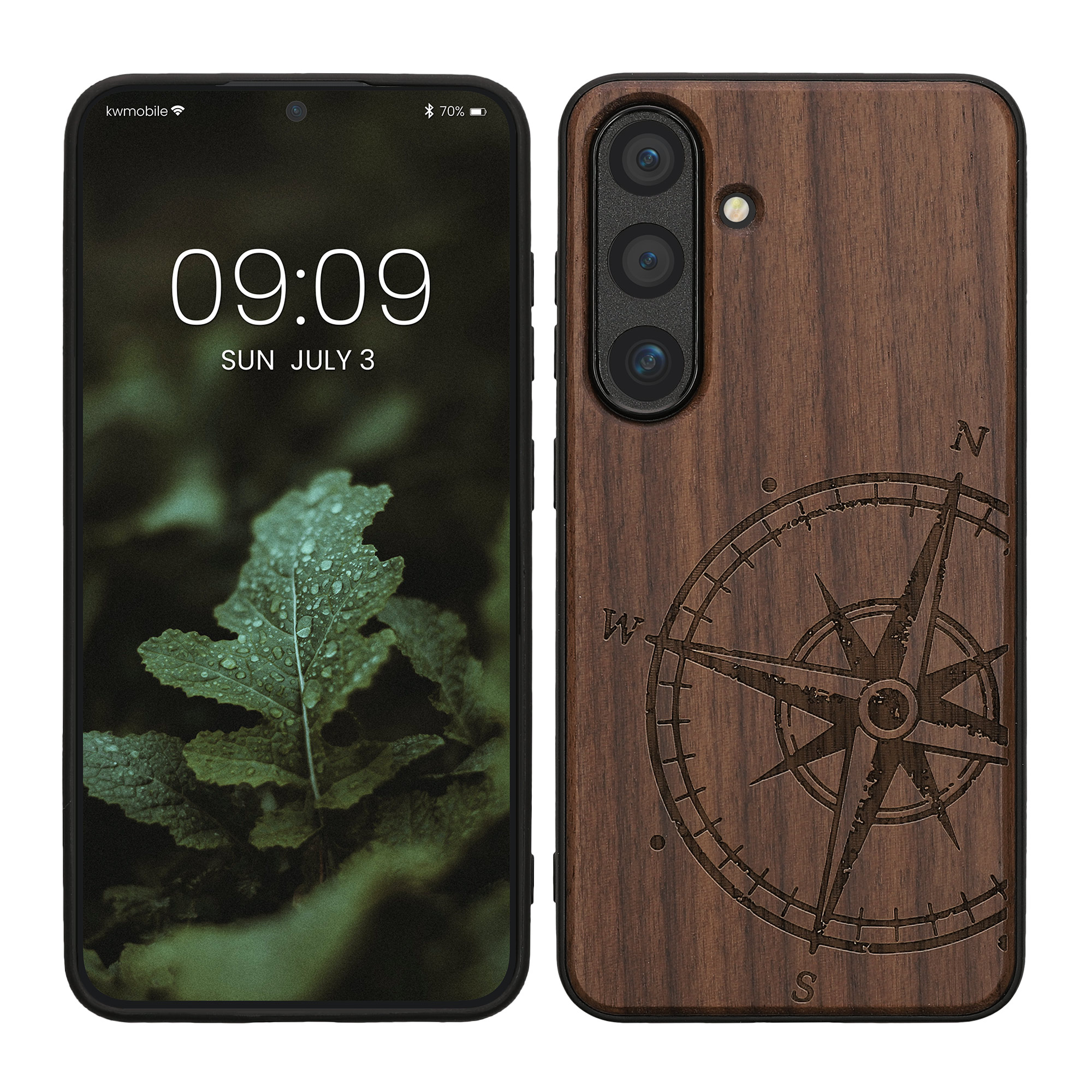 Dřevěný kryt Samsung Galaxy S25 kwmobile tmavě hnědá