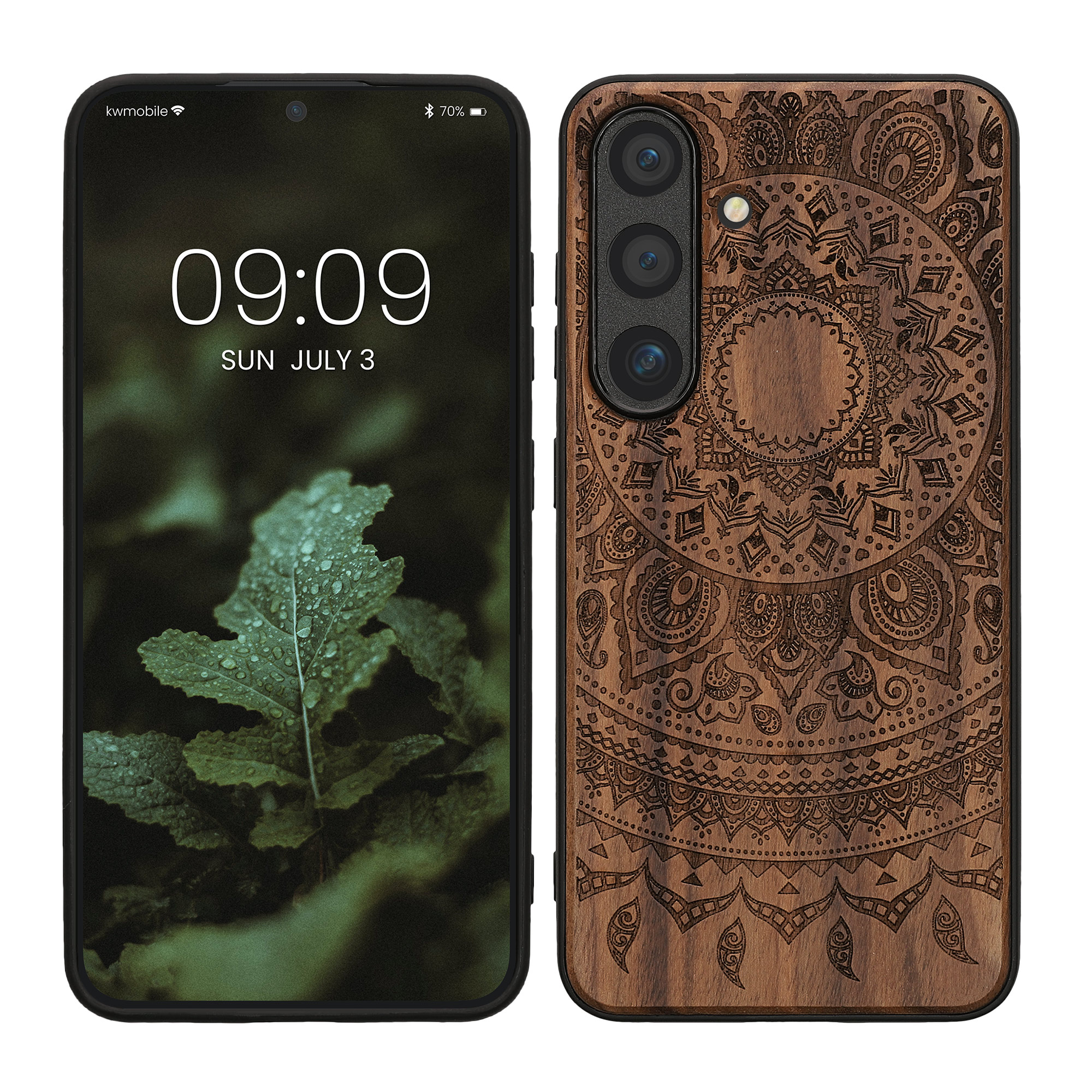 Dřevěný kryt Samsung Galaxy S25 kwmobile tmavě hnědá