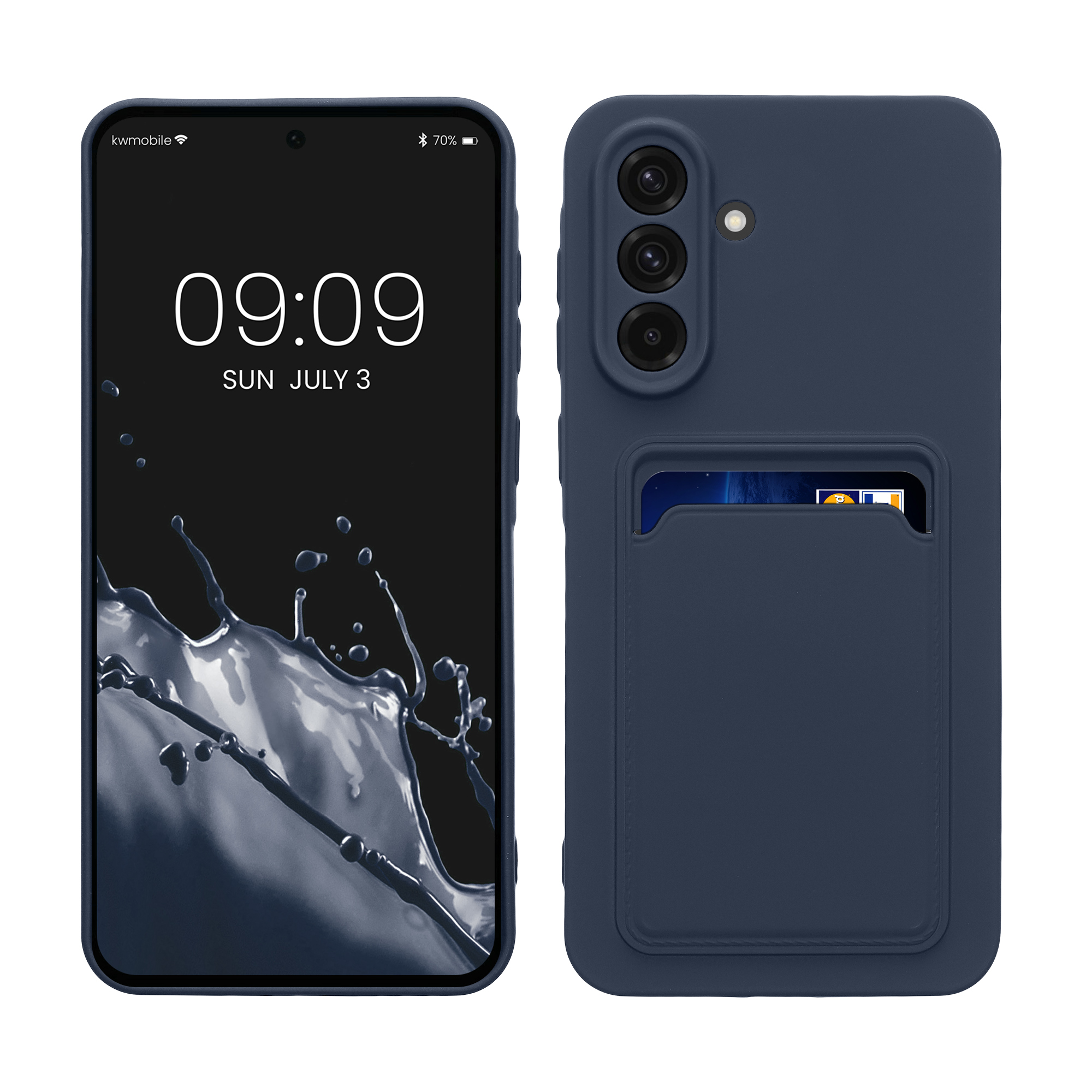 Kryt na mobil Samsung Galaxy A56 5G kwmobile TPU s přihrádkou na kartu Tmavě modrá