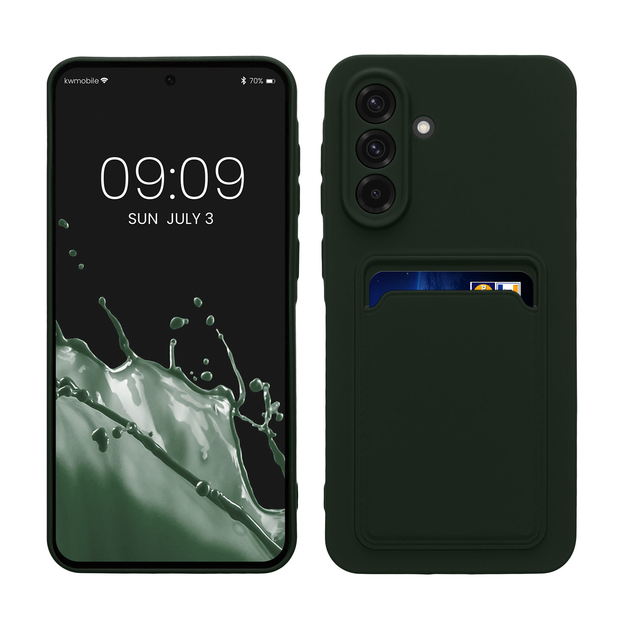 Kryt na mobil Samsung Galaxy A56 5G kwmobile TPU s přihrádkou na kartu Tmavě zelená