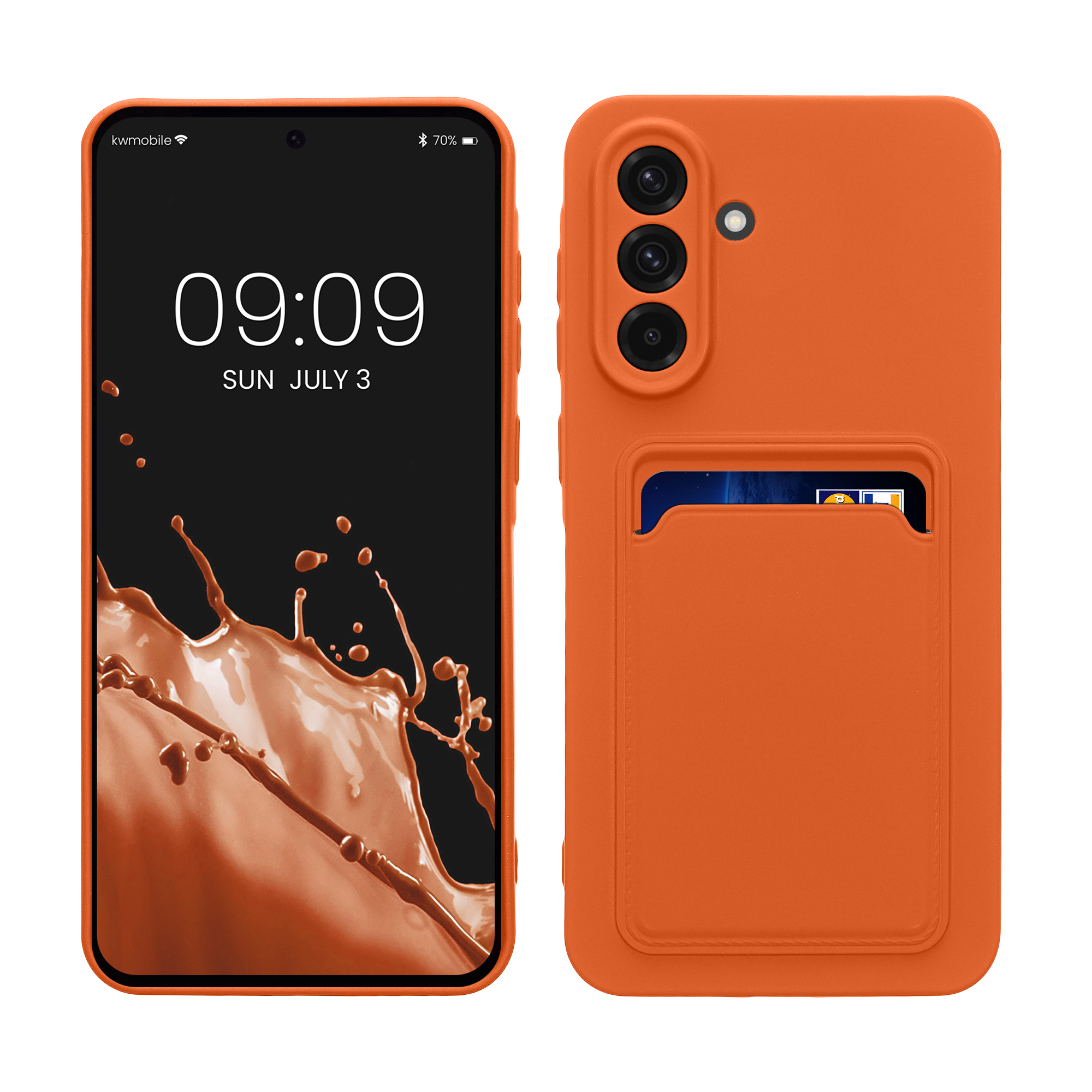 Kryt na mobil Samsung Galaxy A56 5G kwmobile TPU s přihrádkou na kartu Oranžová