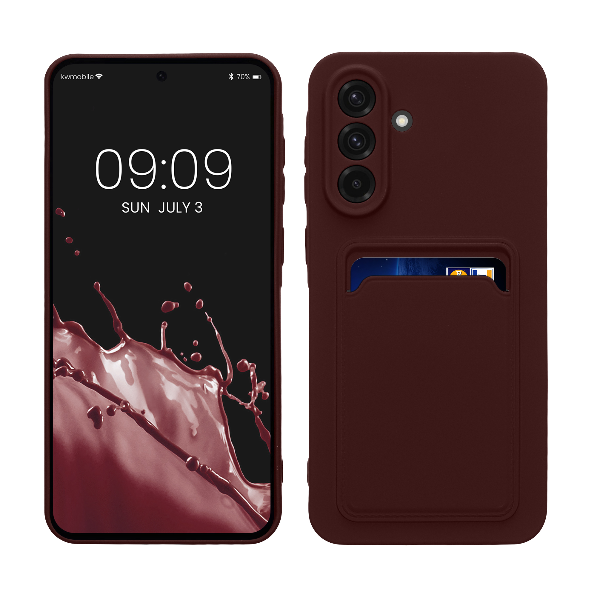 Pouzdro pro Samsung Galaxy A56 5G s přihrádkou na kartu kwmobile kapsa na kartu TPU - hnědočervená