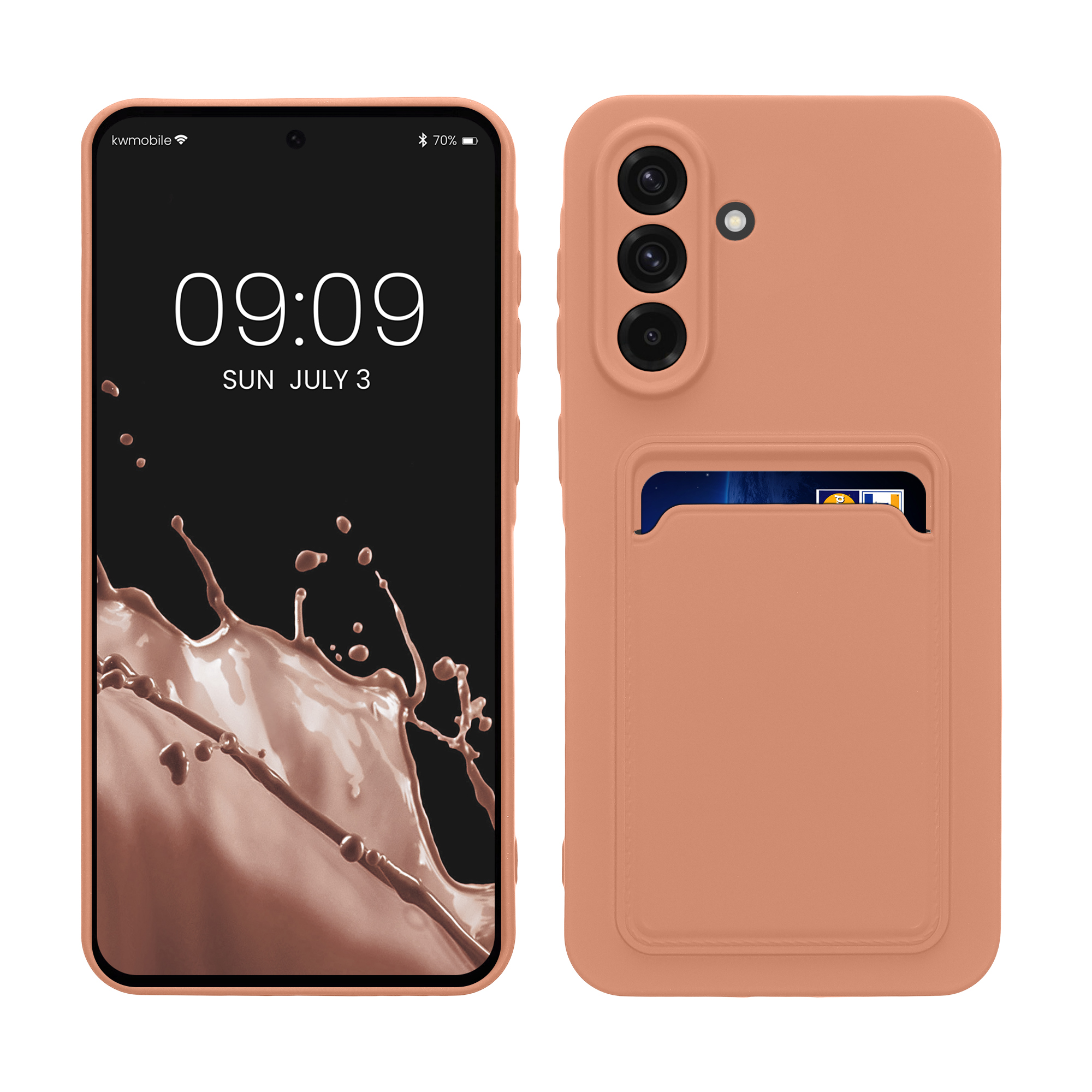 Pouzdro pro Samsung Galaxy A56 5G s přihrádkou na kartu kwmobile kapsa na kartu TPU - grapefruitová růžová
