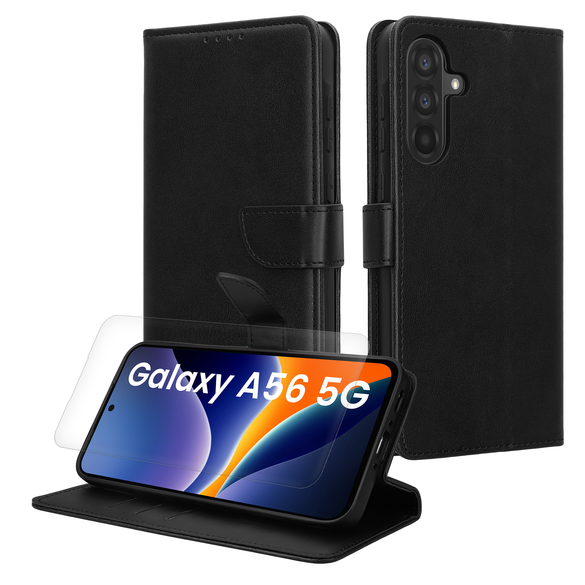 PU kožené pouzdro peněženka Samsung Galaxy A56 5G kwmobile RFID ochrana Černá