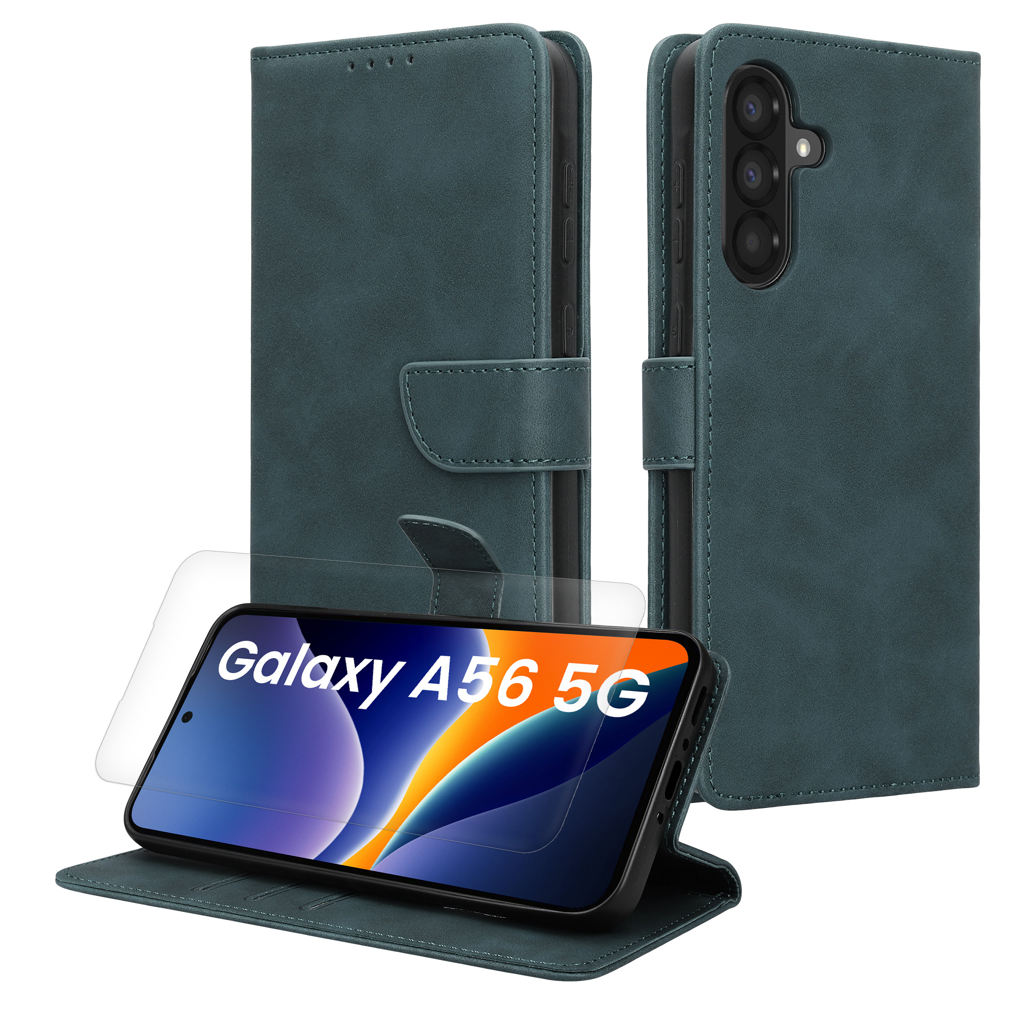 PU kožené pouzdro peněženka Samsung Galaxy A56 5G kwmobile RFID ochrana Petrolejová
