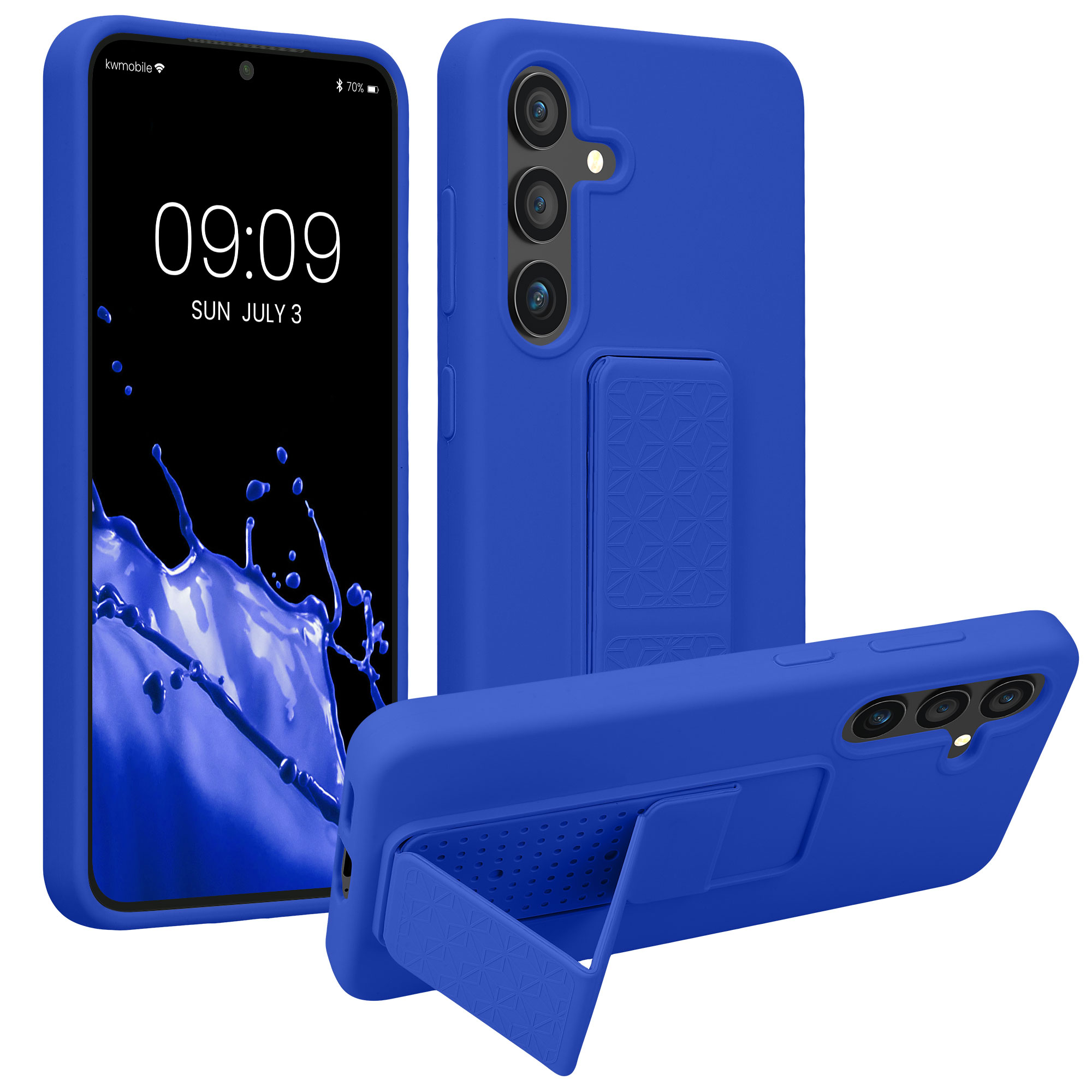 Pouzdro pro Samsung Galaxy S24 kwmobile se stojánkem s poutkem silikonové - baltská modrá