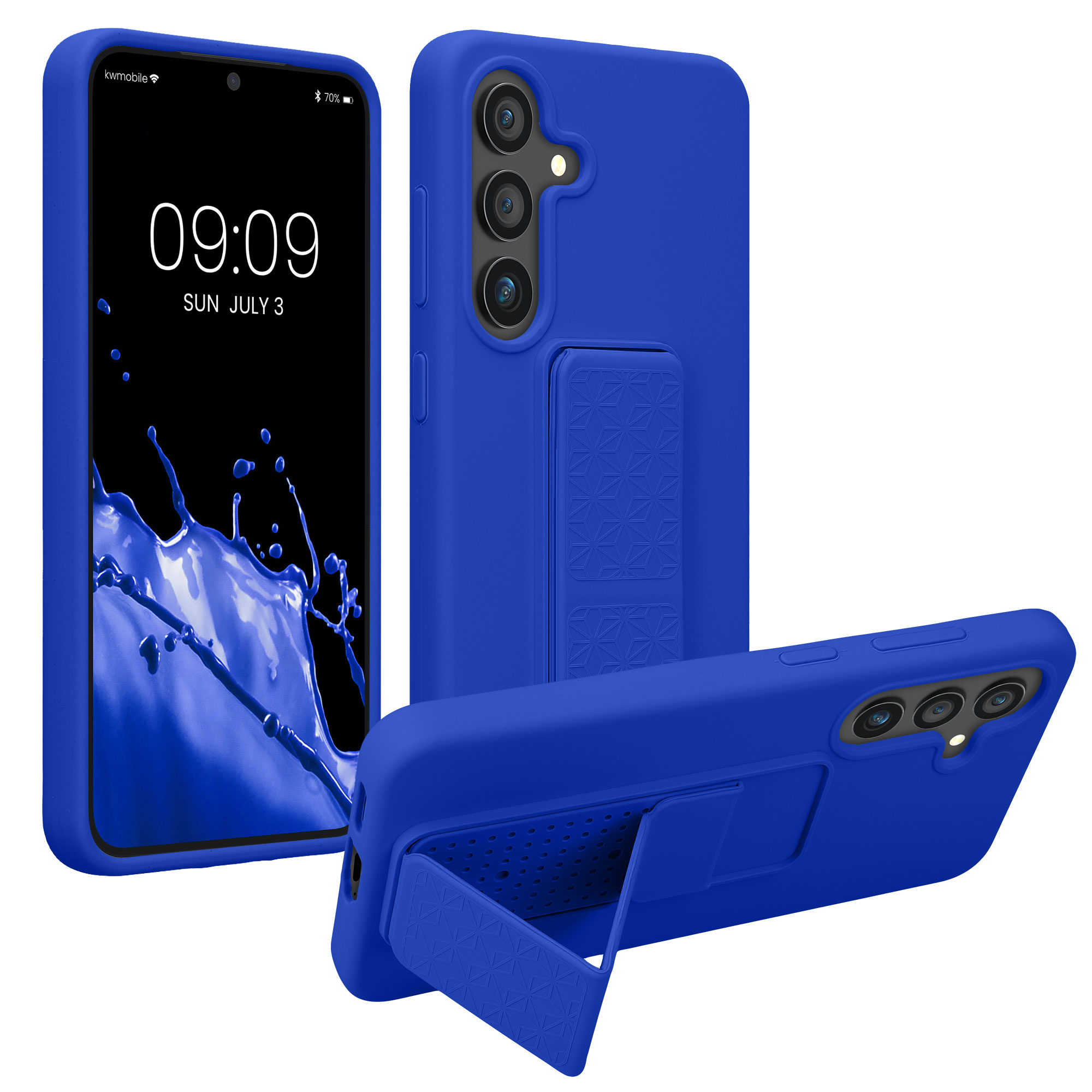 Pouzdro pro Samsung Galaxy S25 kwmobile se stojánkem s poutkem silikonové - baltská modrá