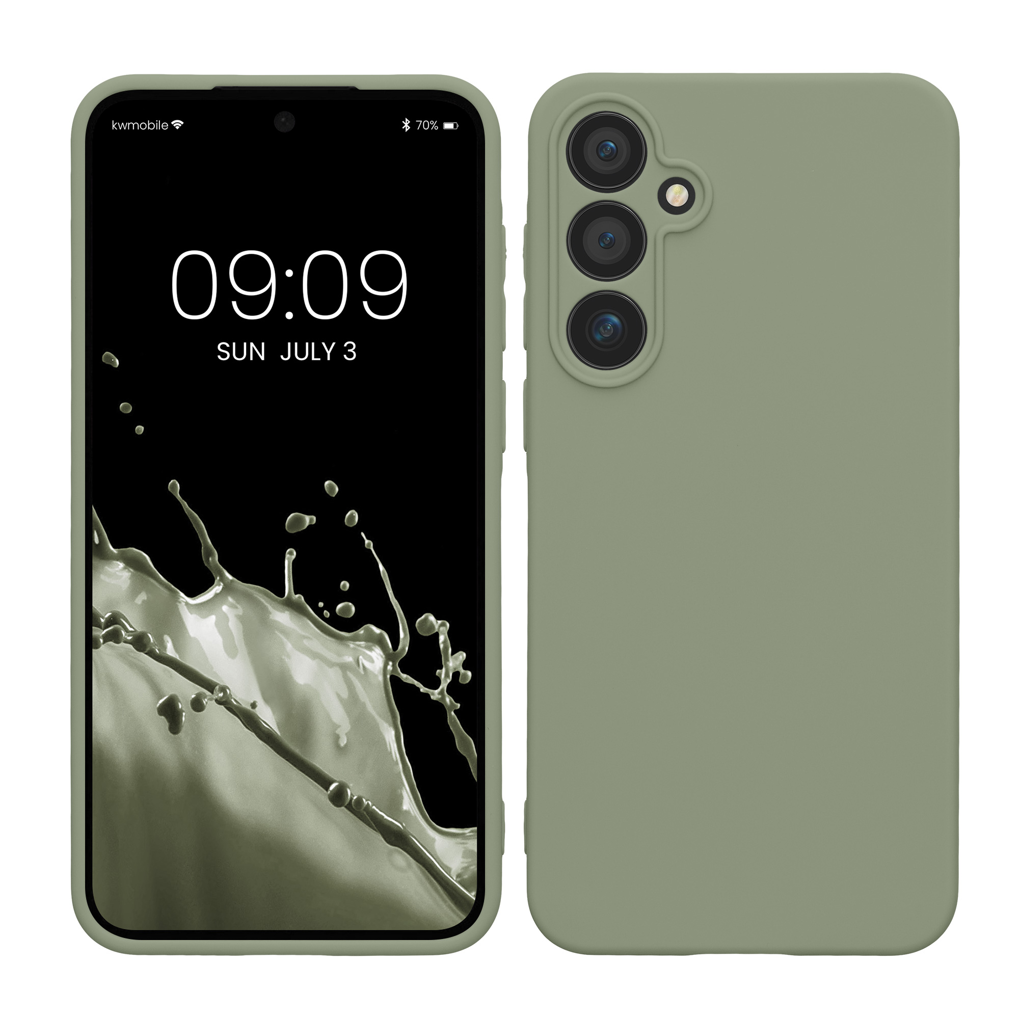 Kryt na mobil Samsung Galaxy A55 5G kwmobile slim matný TPU Šedo-zelená