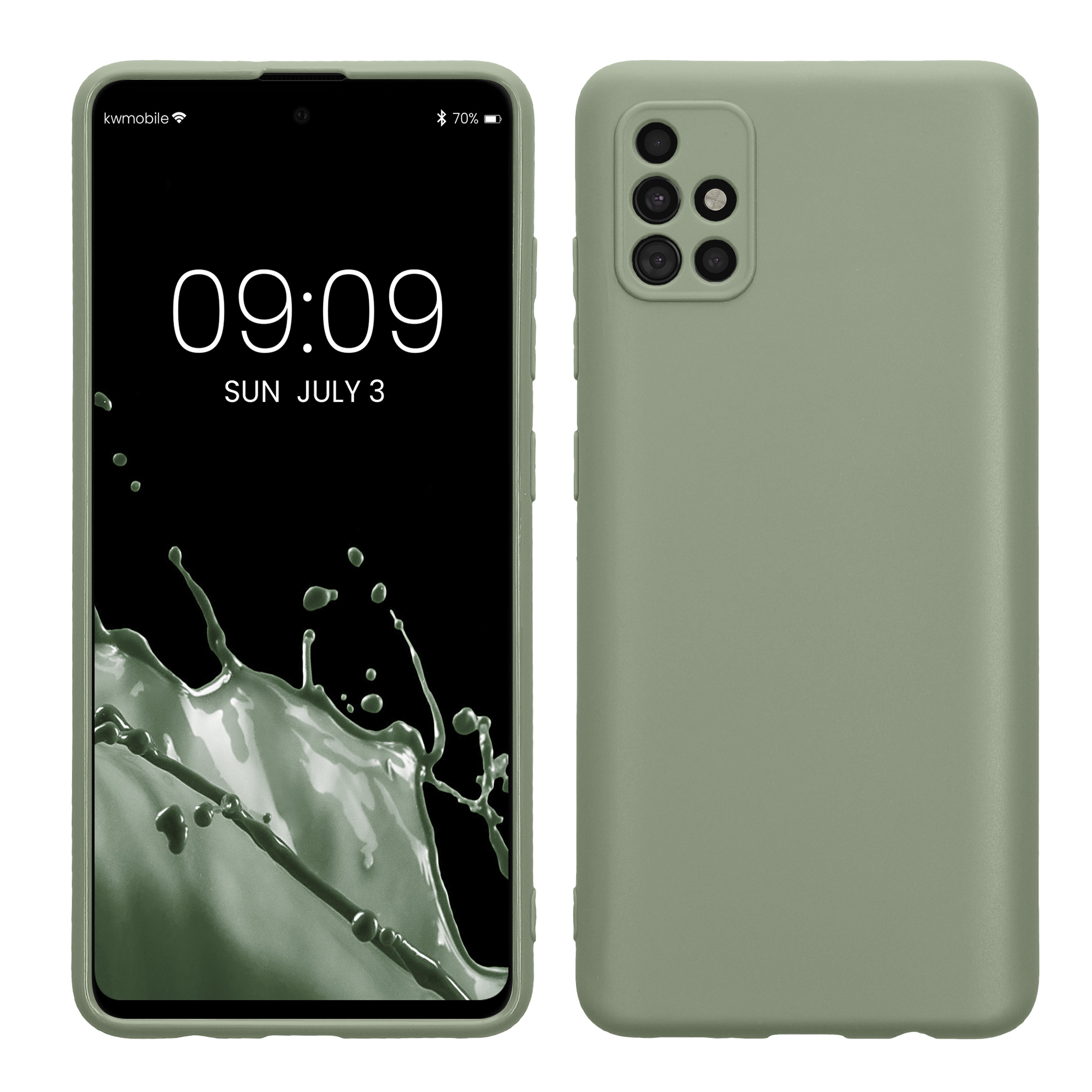 Kryt na mobil Samsung Galaxy A51 kwmobile slim matný TPU Šedo-zelená