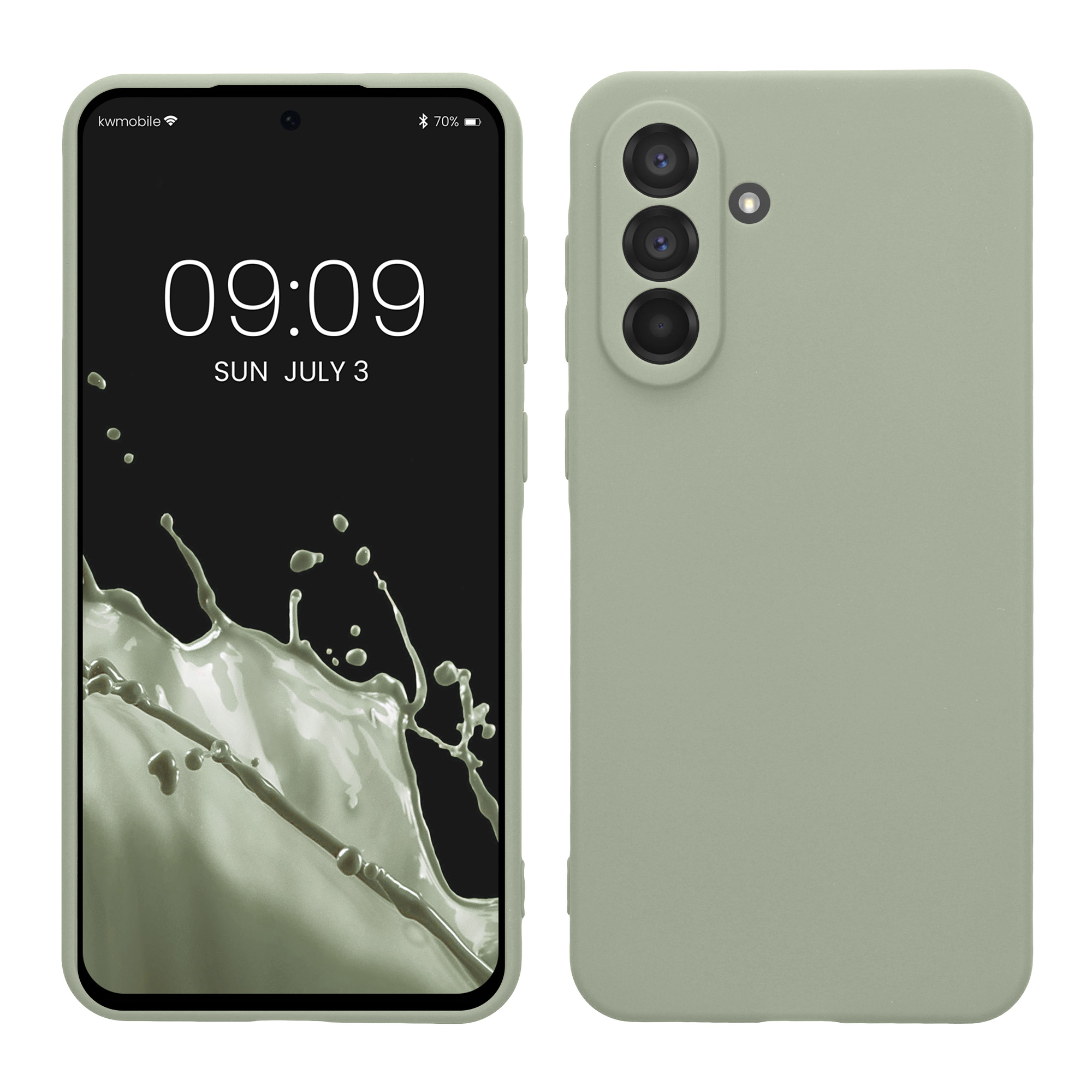 Kryt na mobil Samsung Galaxy A56 5G kwmobile slim matný TPU Šedo-zelená