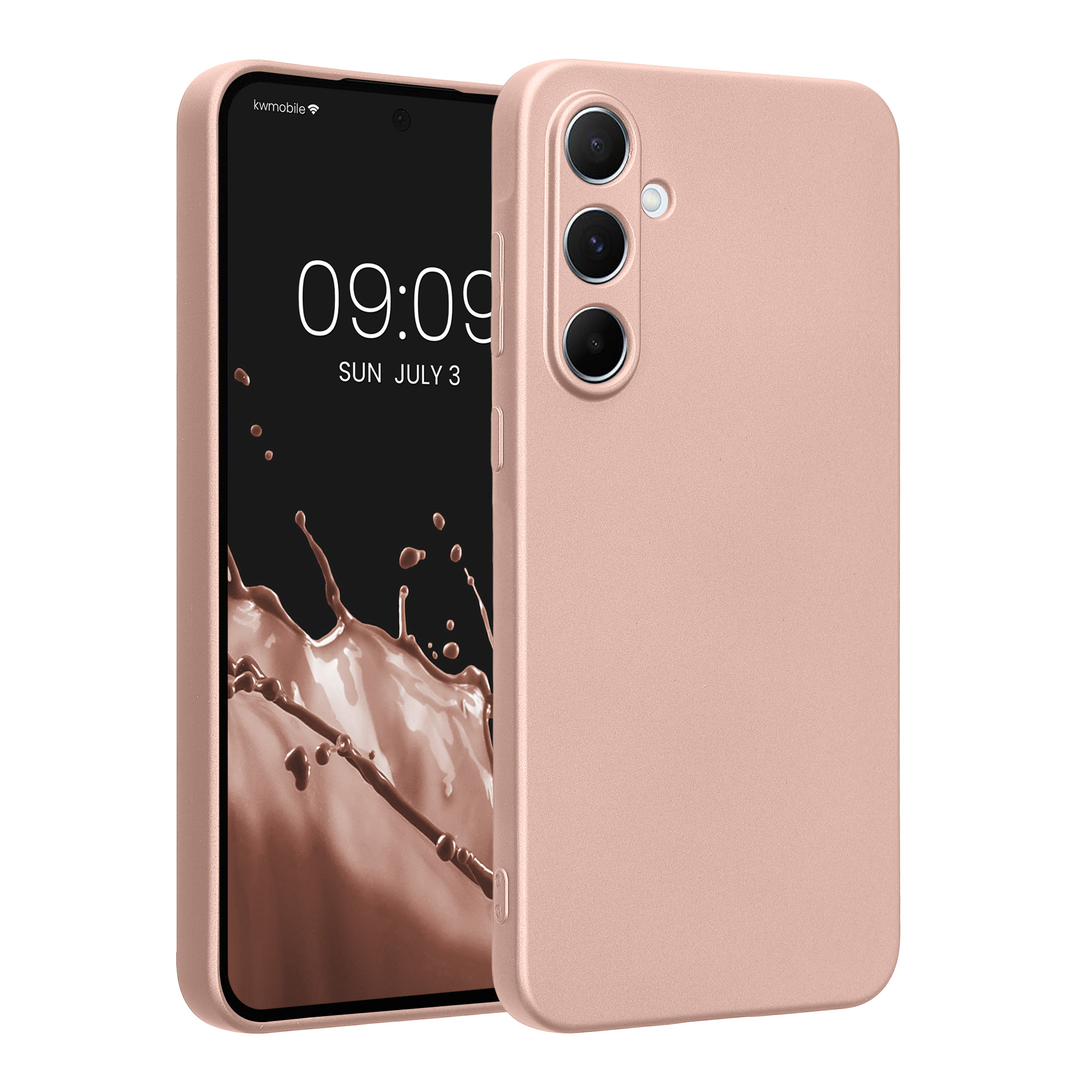 Pouzdro pro Samsung Galaxy A55 5G kwmobile metalické TPU - metalická růžové zlato