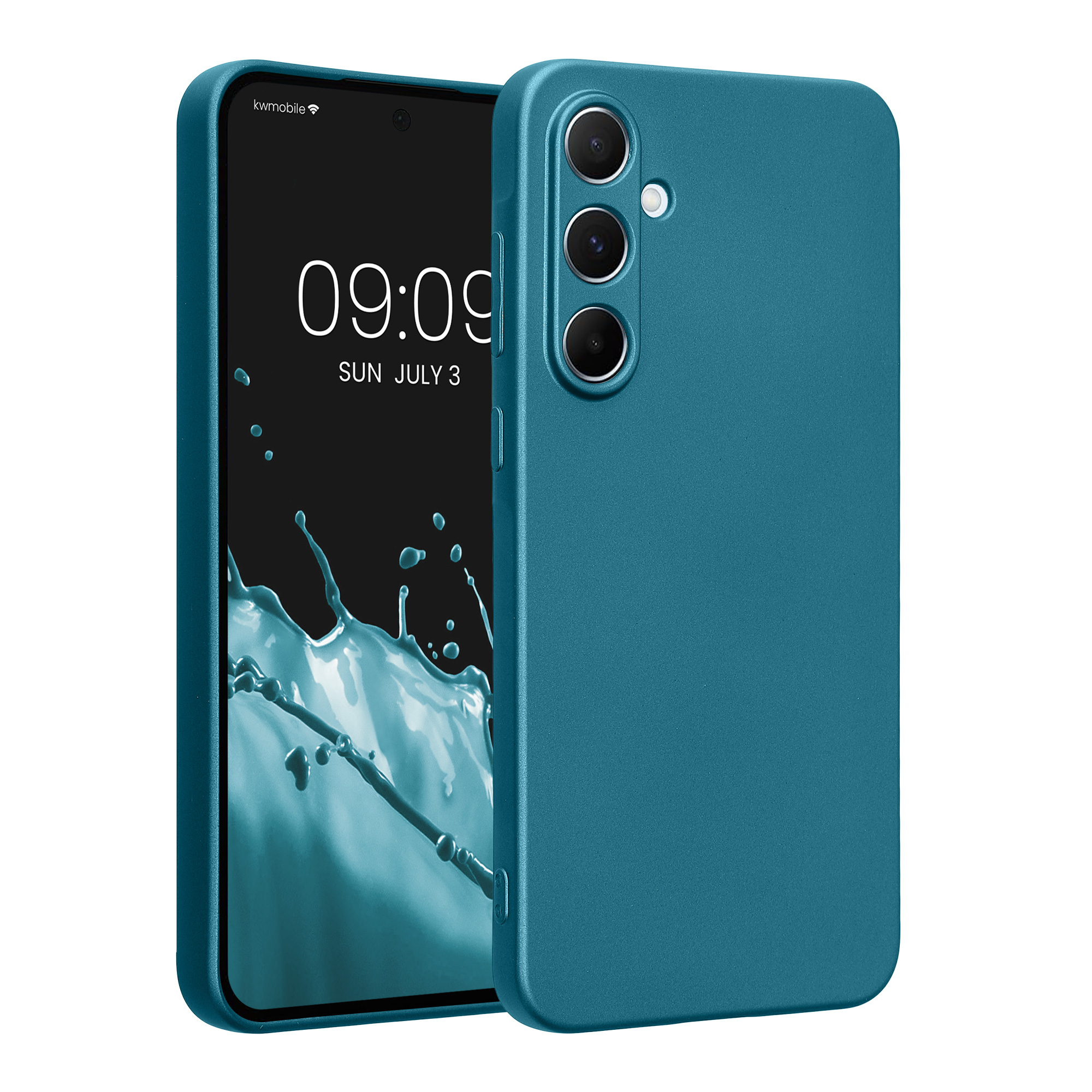 Kryt na mobil Samsung Galaxy A55 5G kwmobile TPU metalický Metalická karibská modrá
