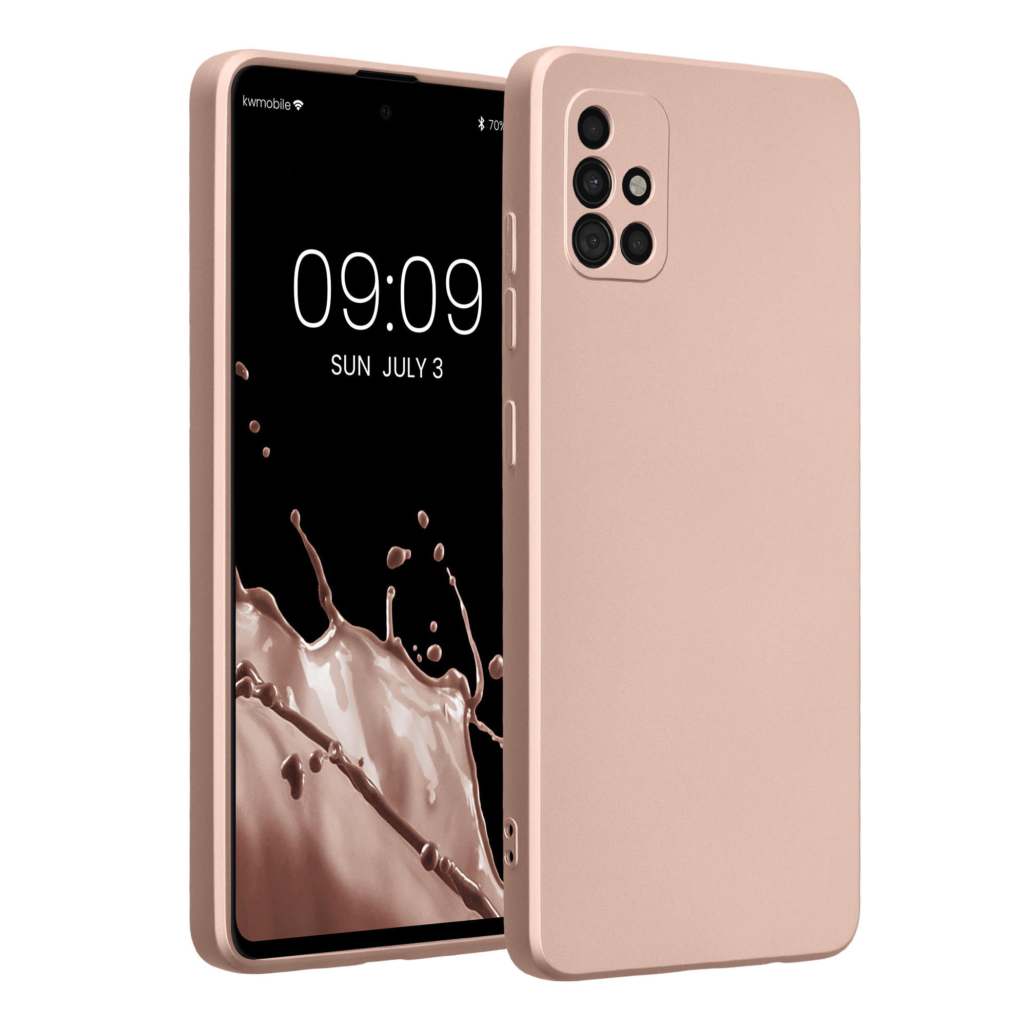 Kryt na mobil Samsung Galaxy A51 kwmobile TPU metalický Metalická růžová zlatá