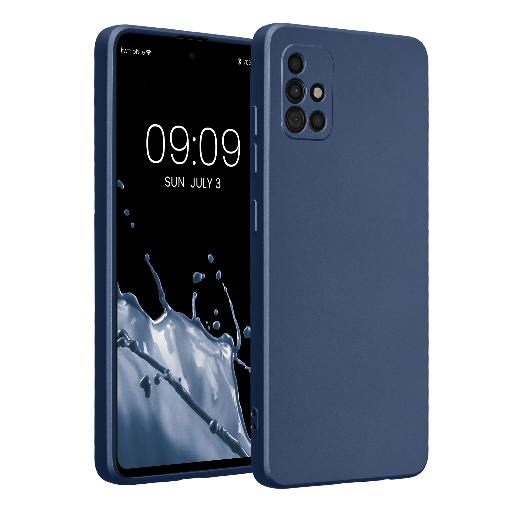 Kryt na mobil Samsung Galaxy A51 kwmobile TPU metalický Metalická modrá