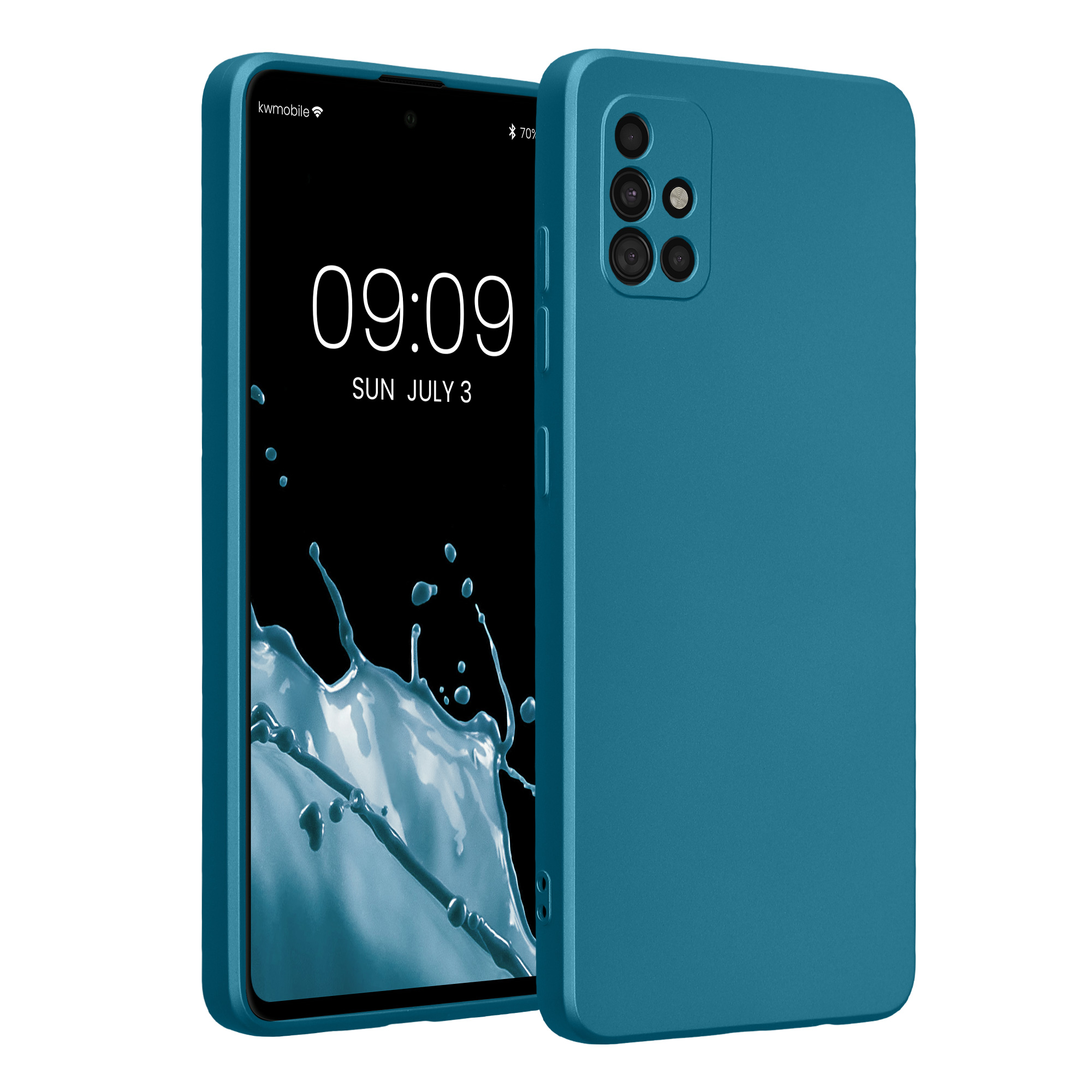 Kryt na mobil Samsung Galaxy A51 kwmobile TPU metalický Metalická karibská modrá