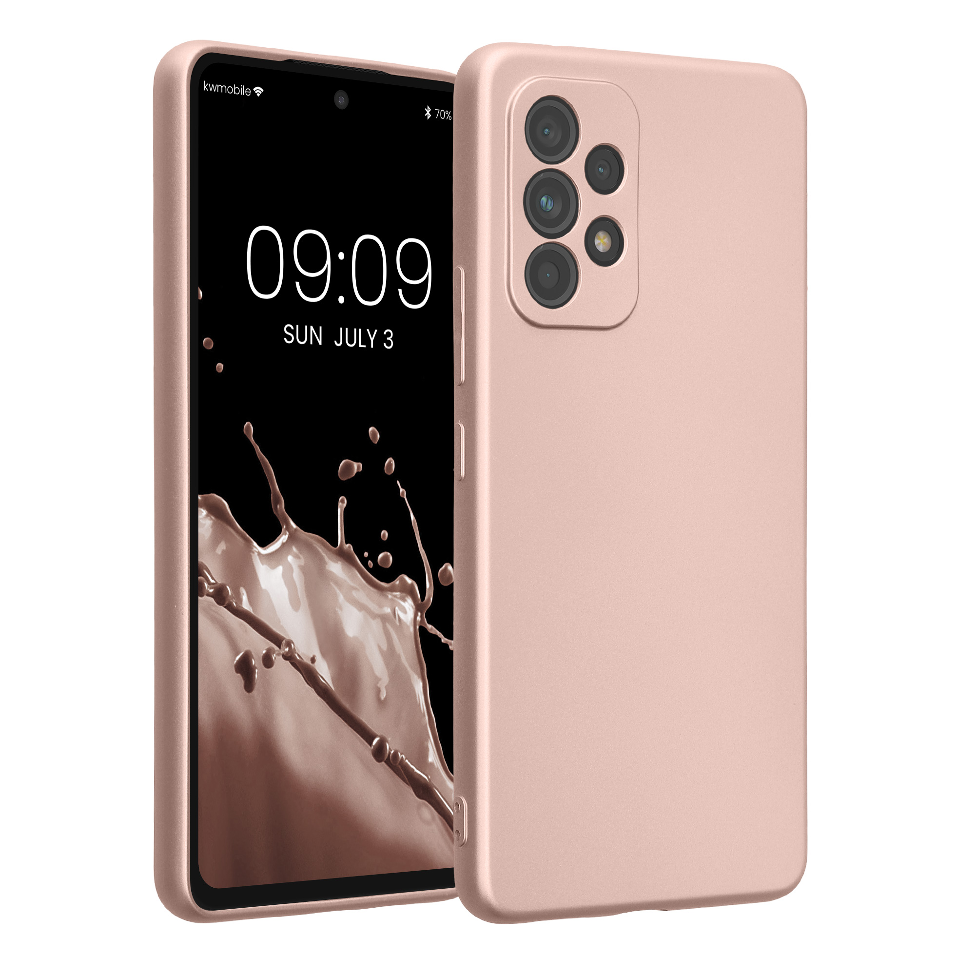 Kryt na mobil Samsung Galaxy A53 5G kwmobile TPU metalický Metalická růžová zlatá