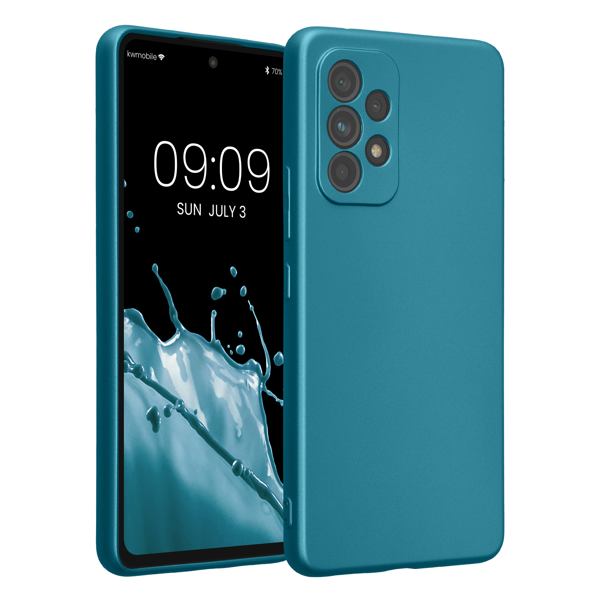 Kryt na mobil Samsung Galaxy A53 5G kwmobile TPU metalický Metalická karibská modrá