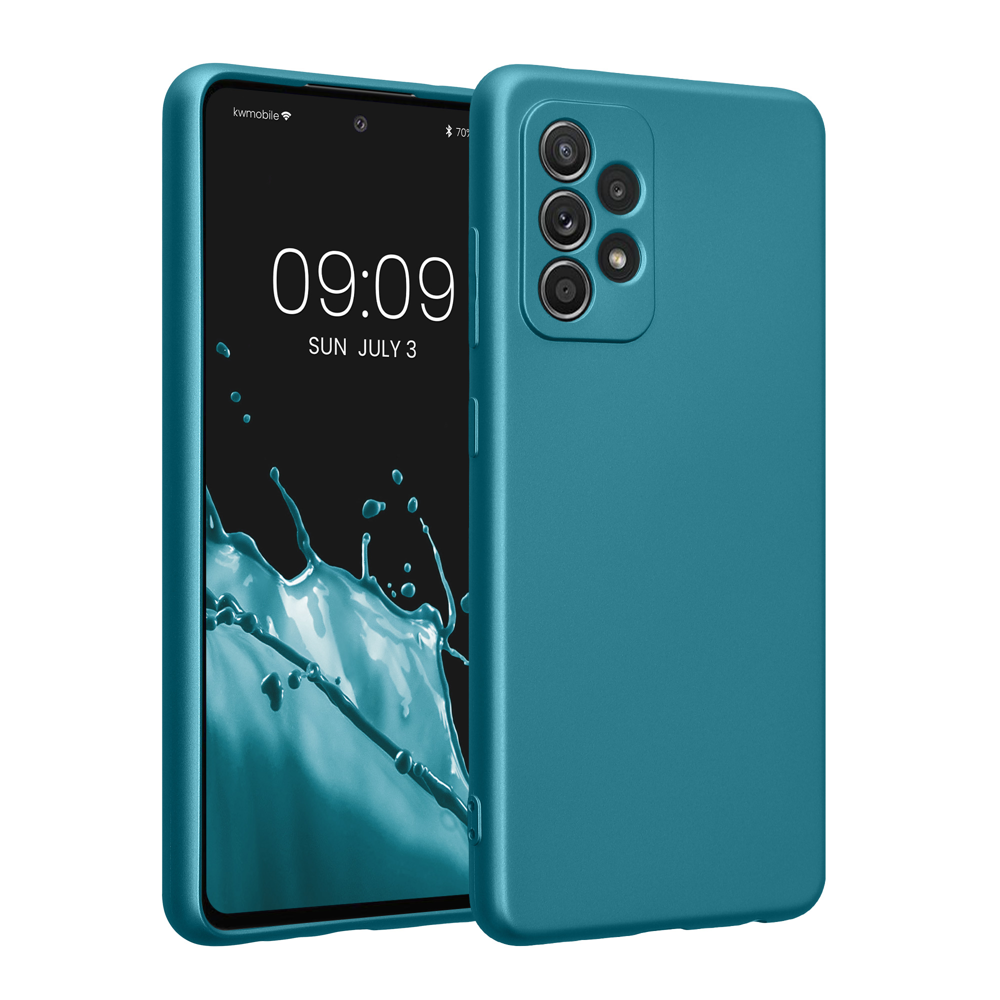 Kryt na mobil Samsung Galaxy A52 / A52 5G / A52s 5G kwmobile TPU metalický Metalická karibská modrá