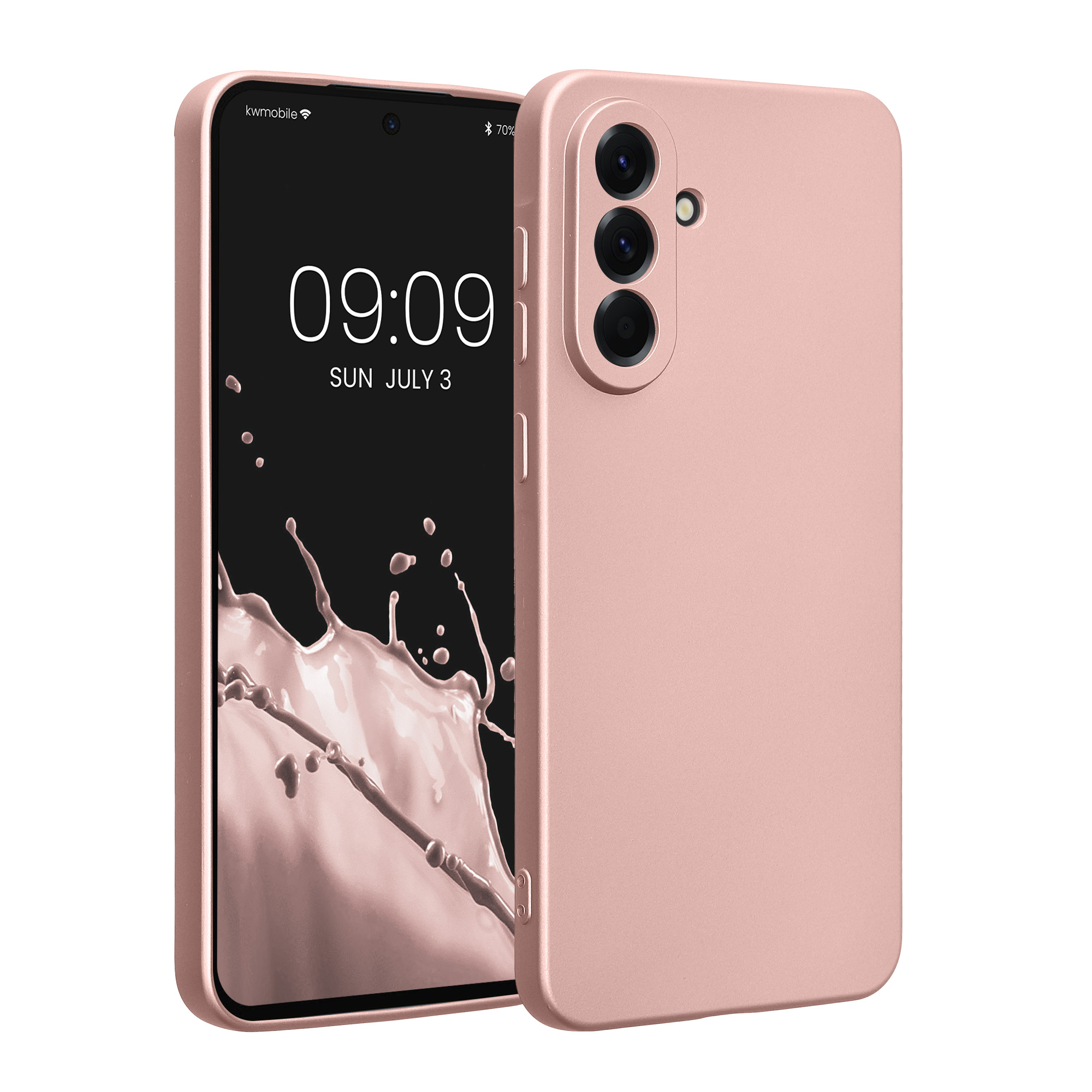Kryt na mobil Samsung Galaxy A56 5G kwmobile TPU metalický Metalická růžová zlatá