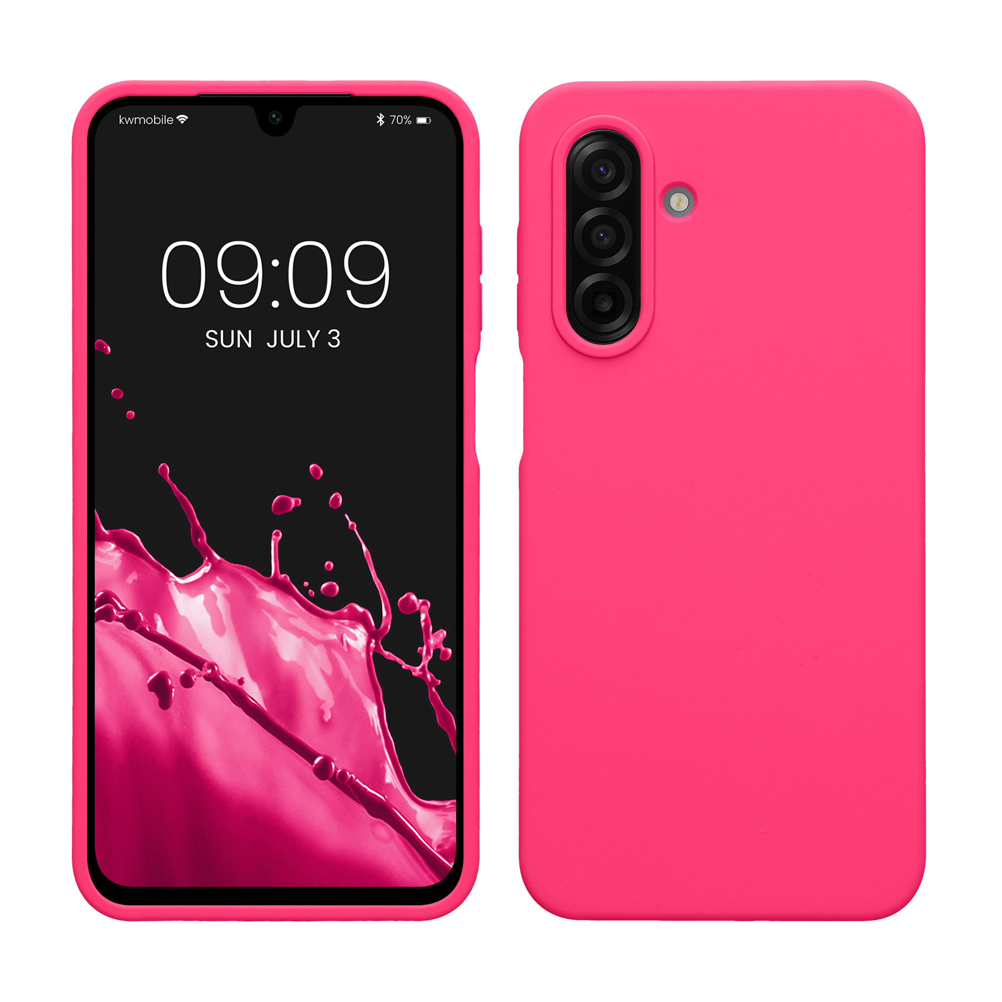 kwmobile měkký ochranný silikonový kryt pro Samsung Galaxy A17 4G / 5G, nárazuvzdorný, kompatibilní s bezdrátovým nabíjením, neonově růžová