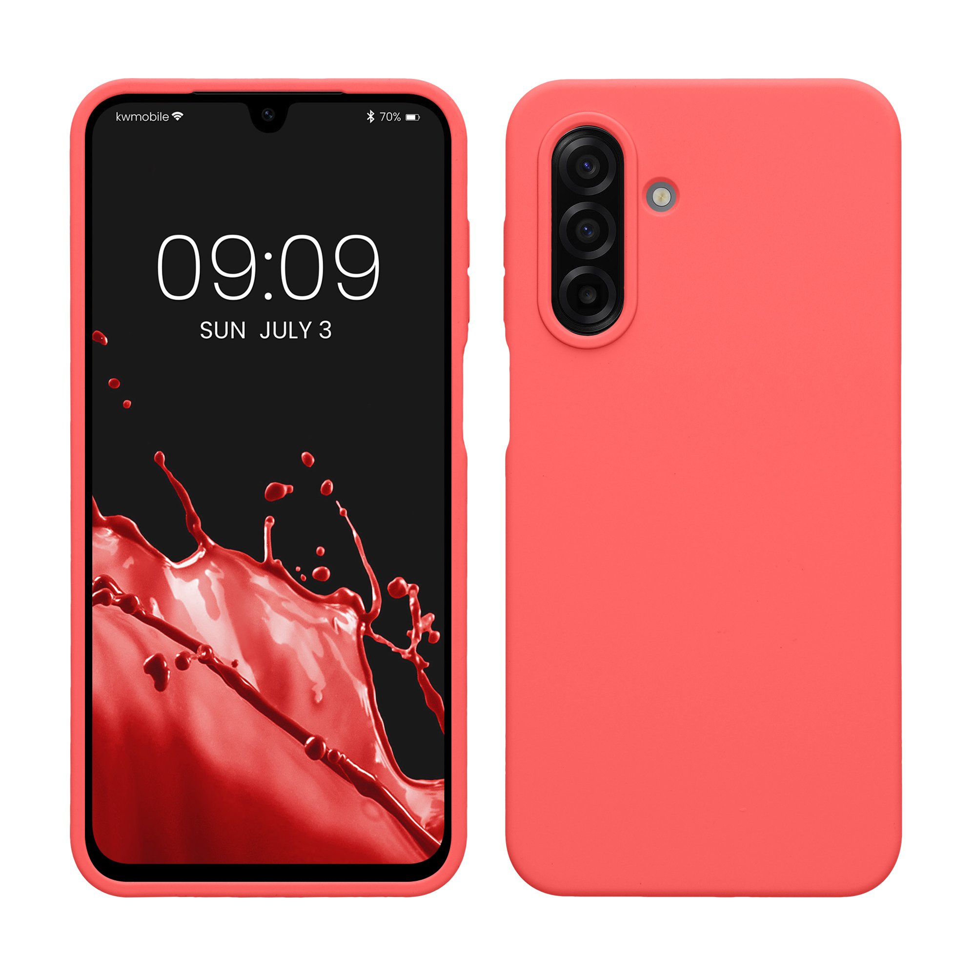 kwmobile měkký ochranný silikonový kryt pro Samsung Galaxy A17 4G / 5G, nárazuvzdorný, kompatibilní s bezdrátovým nabíjením, Neon Coral