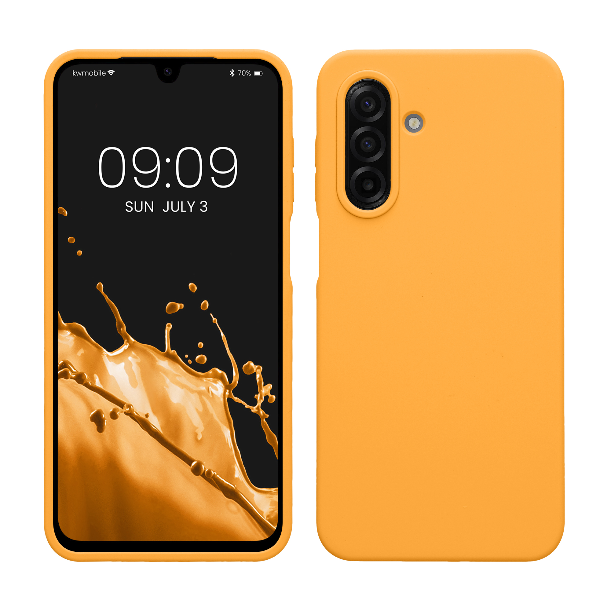 kwmobile měkký ochranný silikonový kryt pro Samsung Galaxy A17 4G / 5G, nárazuvzdorný, kompatibilní s bezdrátovým nabíjením, ovocně oranžová