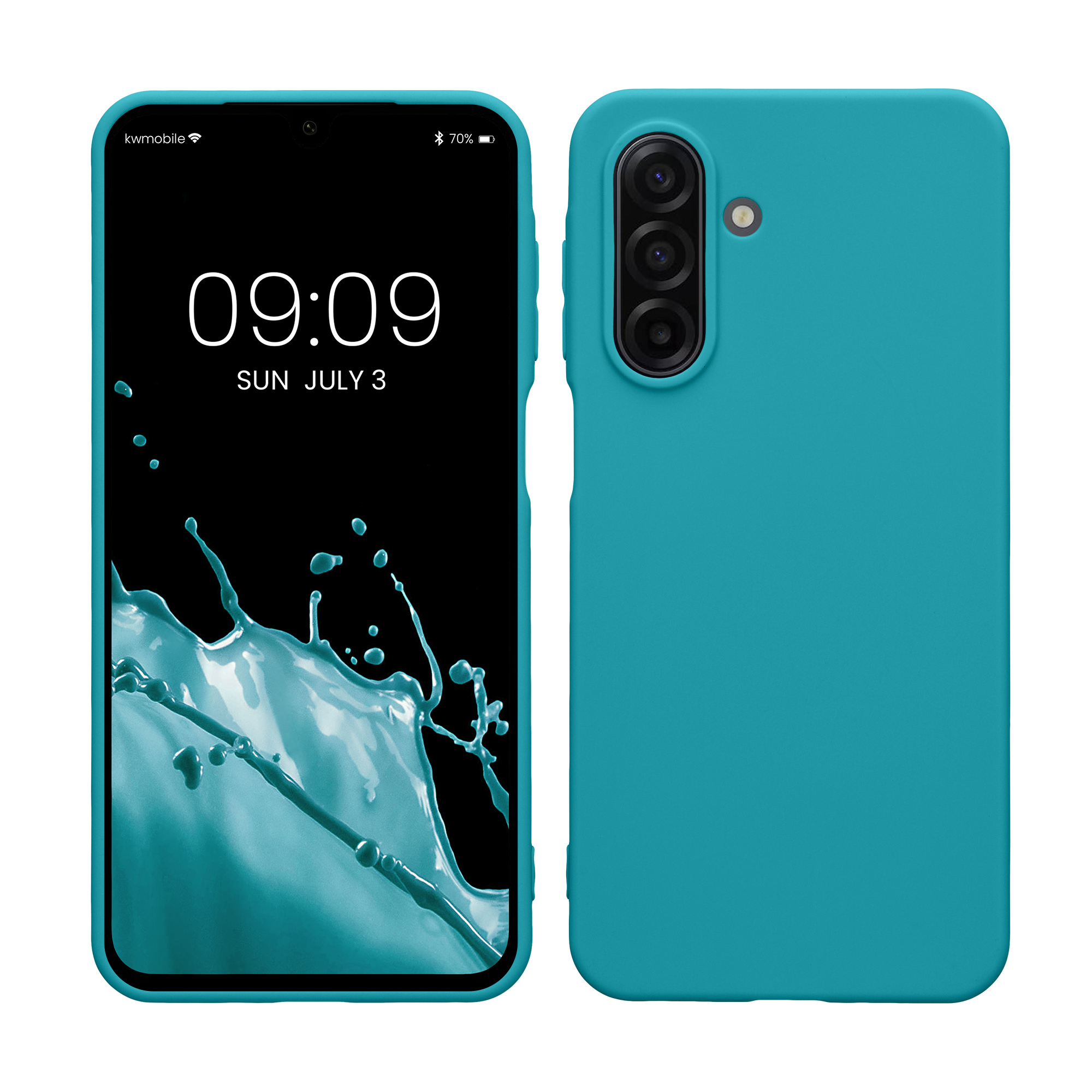 kwmobile měkký ochranný TPU kryt pro Samsung Galaxy A17 4G / 5G, nárazuvzdorný, kompatibilní s bezdrátovým nabíjením, matně petrolejová