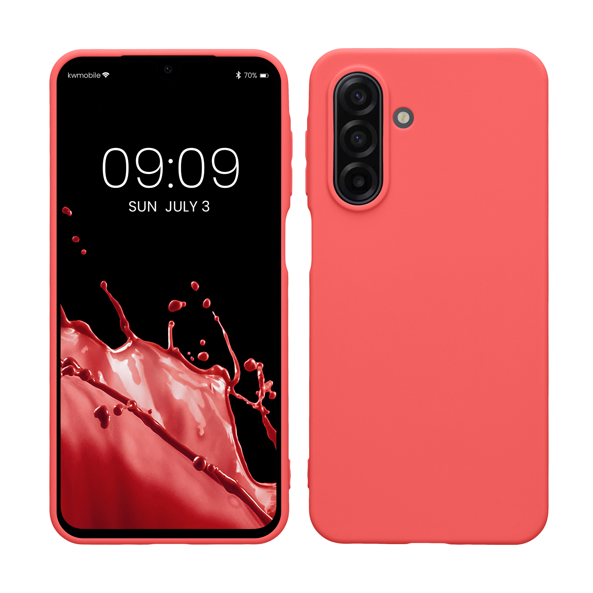 kwmobile měkký ochranný TPU kryt pro Samsung Galaxy A17 4G / 5G, nárazuvzdorný, kompatibilní s bezdrátovým nabíjením, Neon Coral