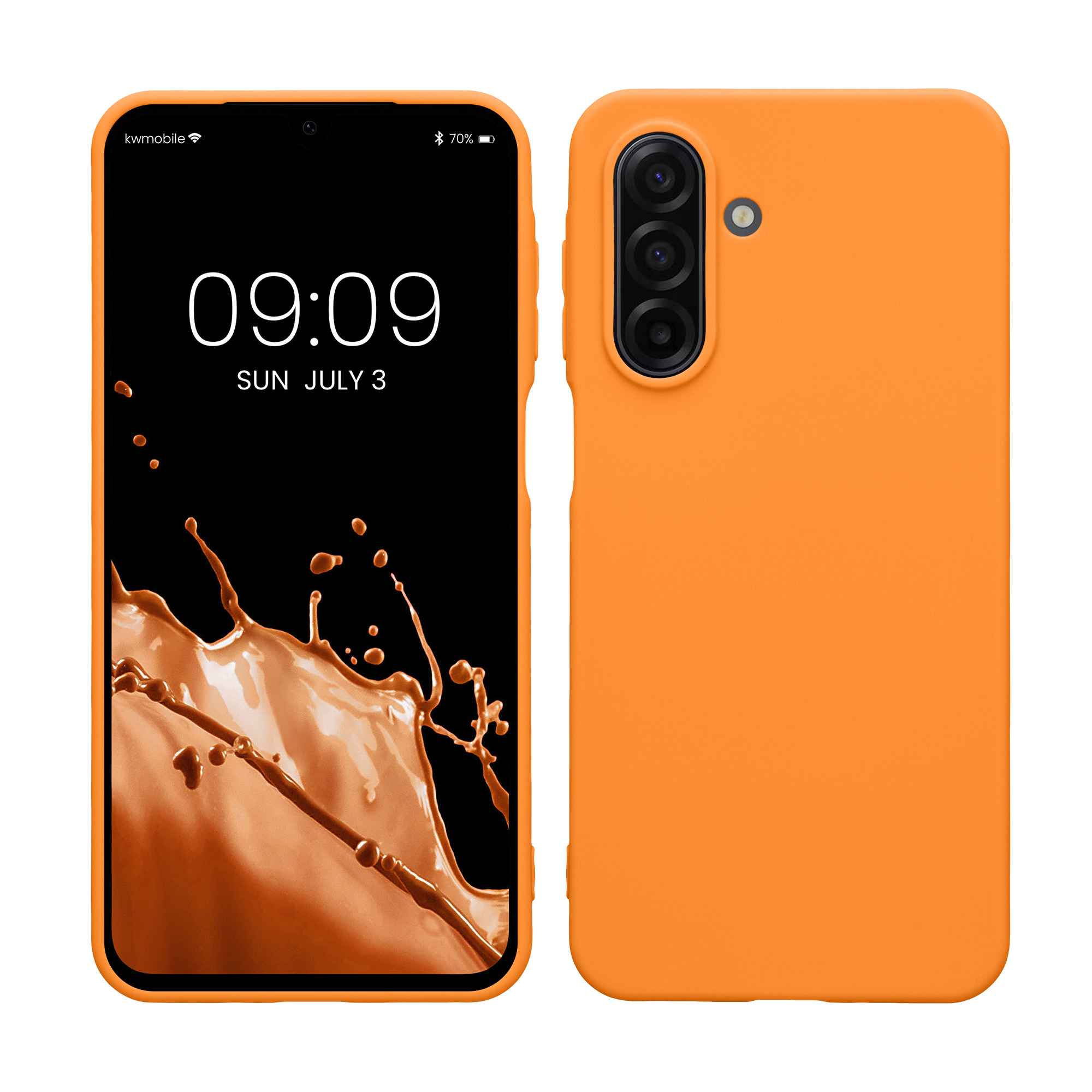 kwmobile měkký ochranný TPU kryt pro Samsung Galaxy A17 4G / 5G, nárazuvzdorný, kompatibilní s bezdrátovým nabíjením, ovocně oranžová