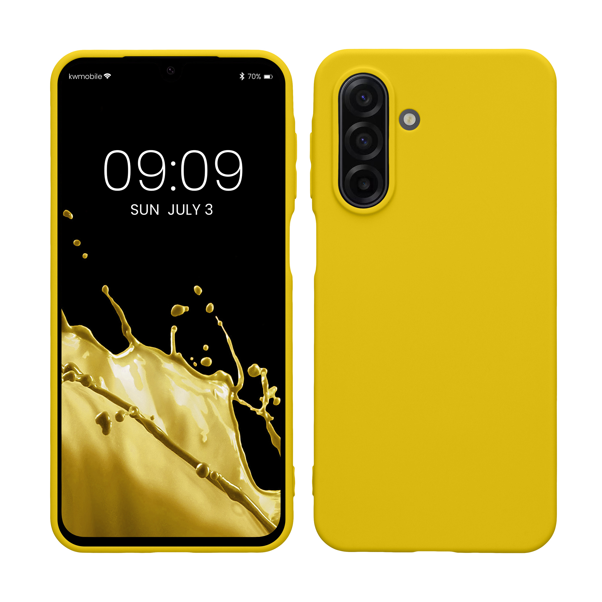 kwmobile měkký ochranný TPU kryt pro Samsung Galaxy A17 4G / 5G, nárazuvzdorný, kompatibilní s bezdrátovým nabíjením, zářivě žlutá