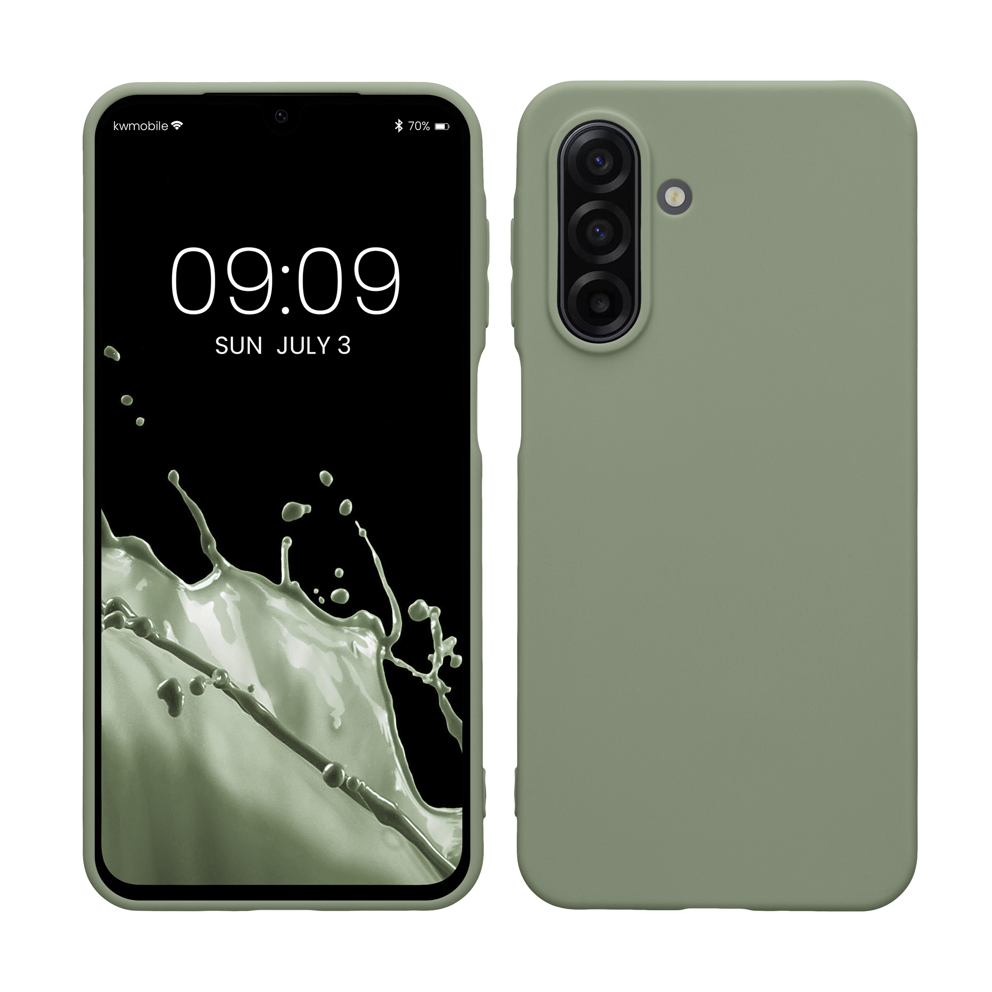 kwmobile měkký ochranný TPU kryt pro Samsung Galaxy A17 4G / 5G, nárazuvzdorný, kompatibilní s bezdrátovým nabíjením, šedozelená