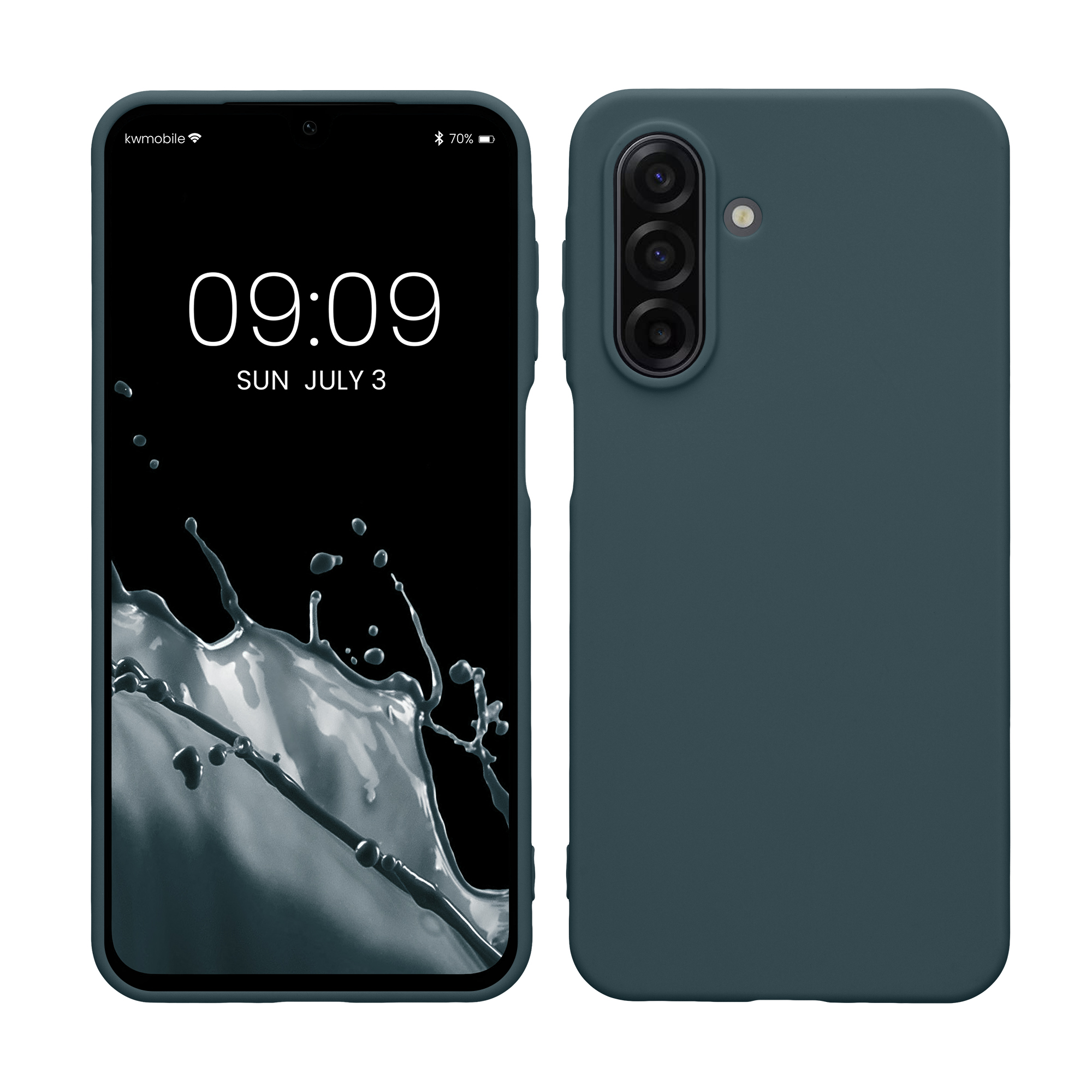 kwmobile měkký ochranný TPU kryt pro Samsung Galaxy A17 4G / 5G, nárazuvzdorný, kompatibilní s bezdrátovým nabíjením, tmavě břidlicová