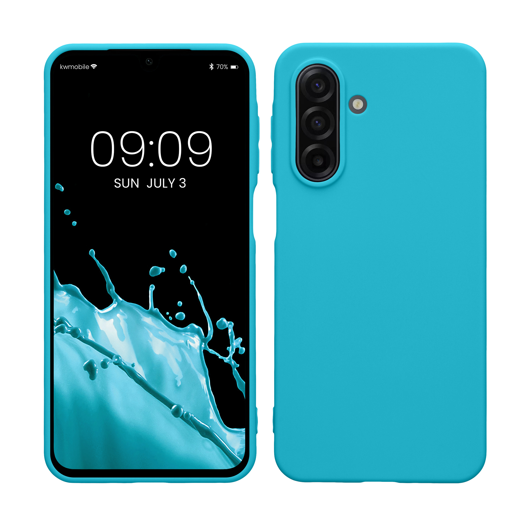 kwmobile měkký ochranný TPU kryt pro Samsung Galaxy A17 4G / 5G, nárazuvzdorný, kompatibilní s bezdrátovým nabíjením, ledovcově modrá