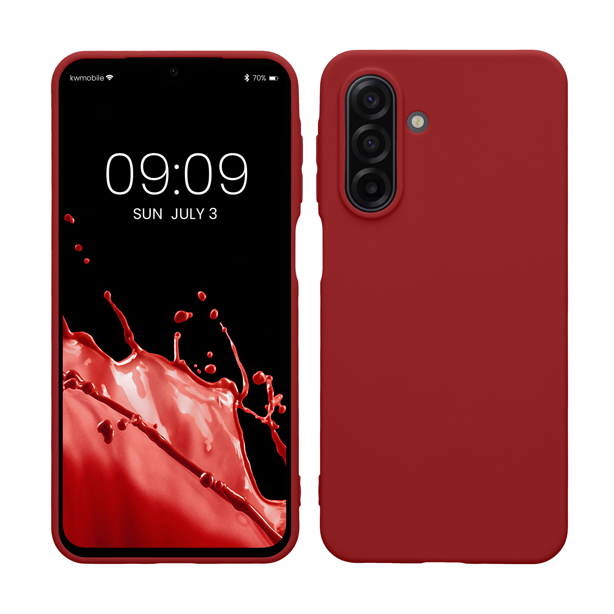 kwmobile měkký ochranný TPU kryt pro Samsung Galaxy A17 4G / 5G, nárazuvzdorný, kompatibilní s bezdrátovým nabíjením, rebarborově červená