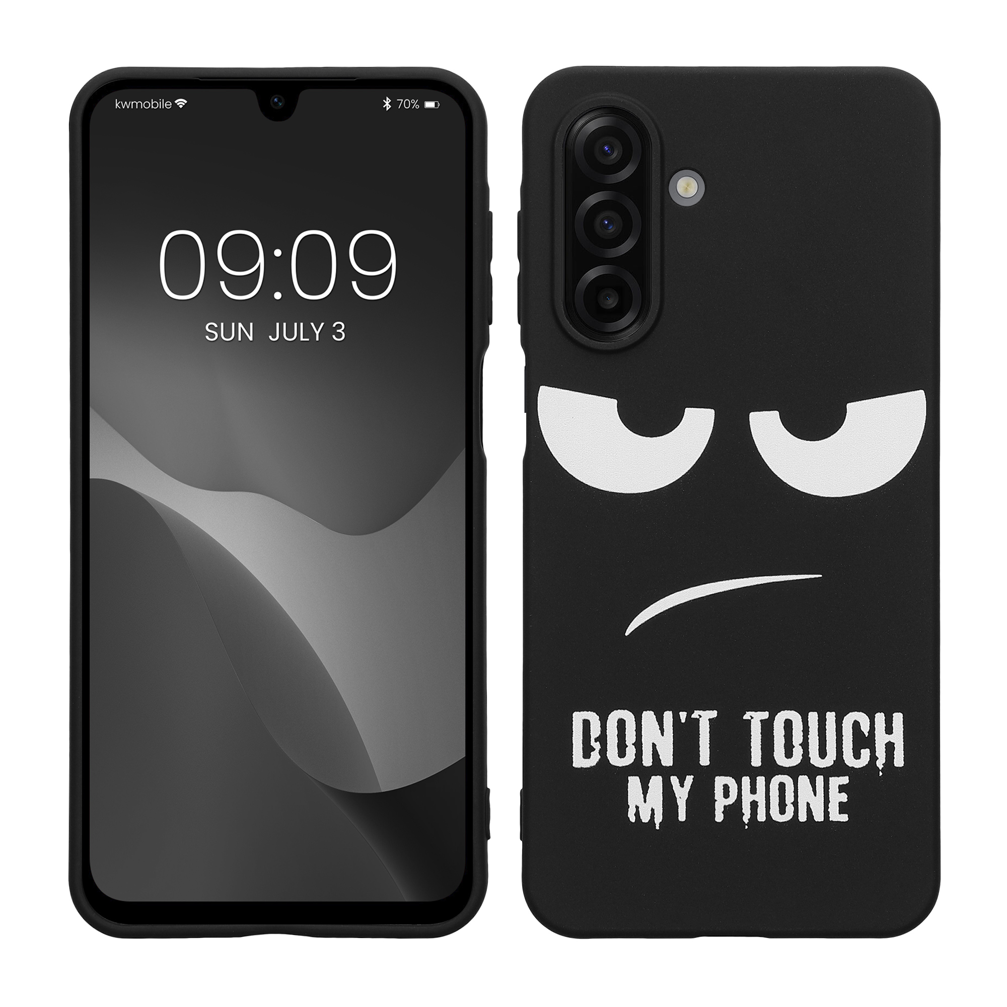 kwmobile TPU silikonový kryt pro Samsung Galaxy A17 4G / 5G - kryt měkký obal - Don't Touch My Phone bílá / černá