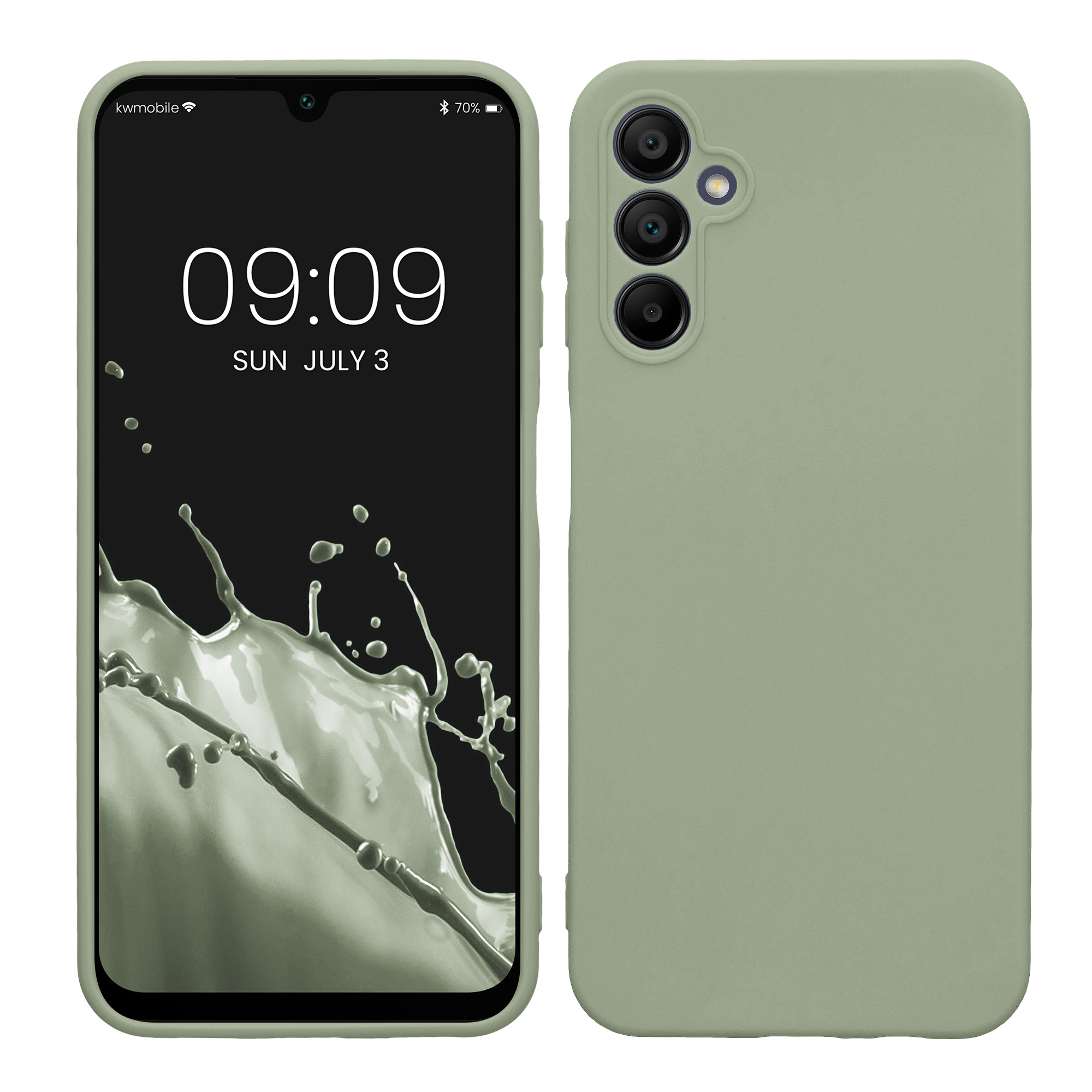 Kryt na mobil Samsung Galaxy A14 5G kwmobile slim matný TPU Šedo-zelená