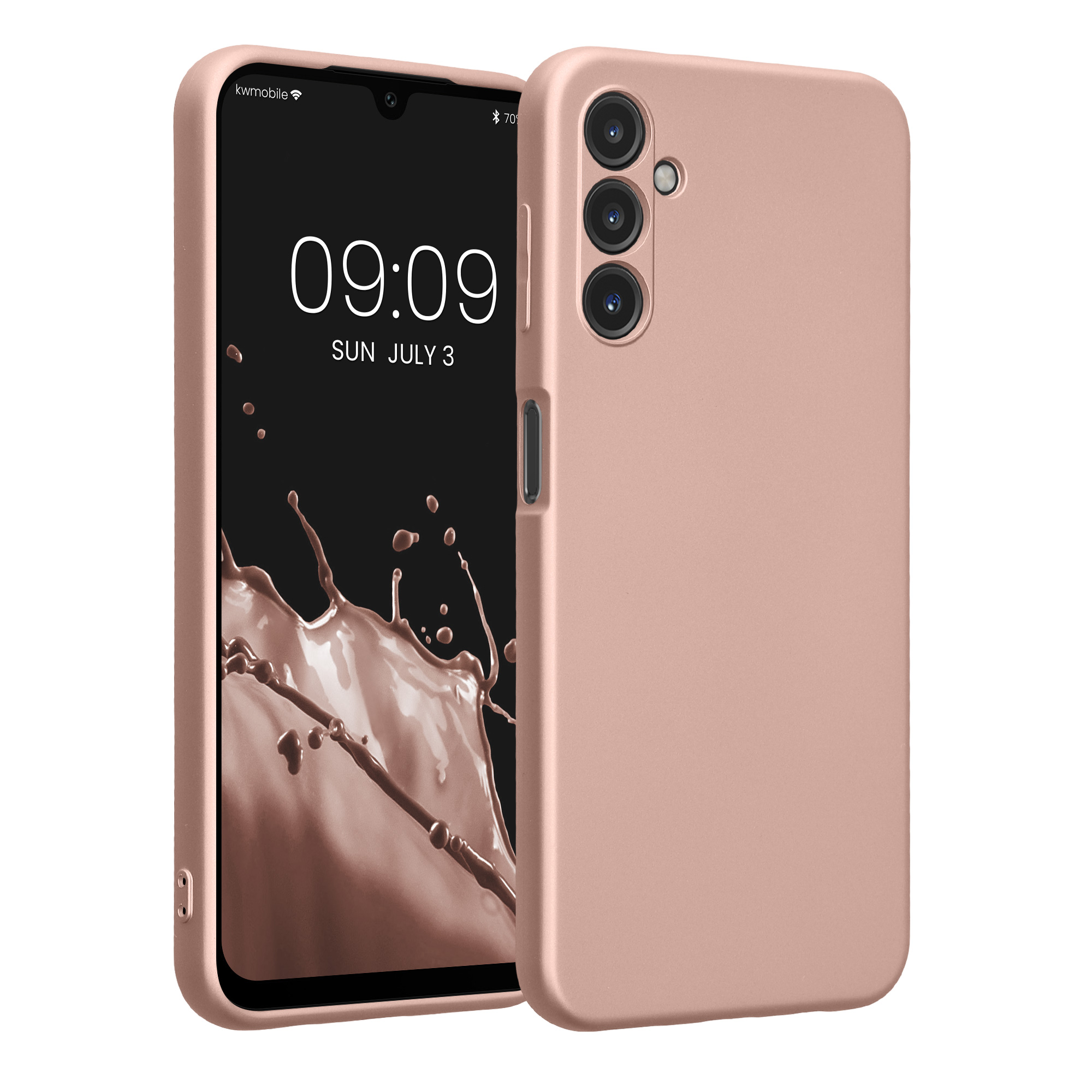 Kryt na mobil Samsung Galaxy A14 5G kwmobile TPU metalický Metalická růžová zlatá