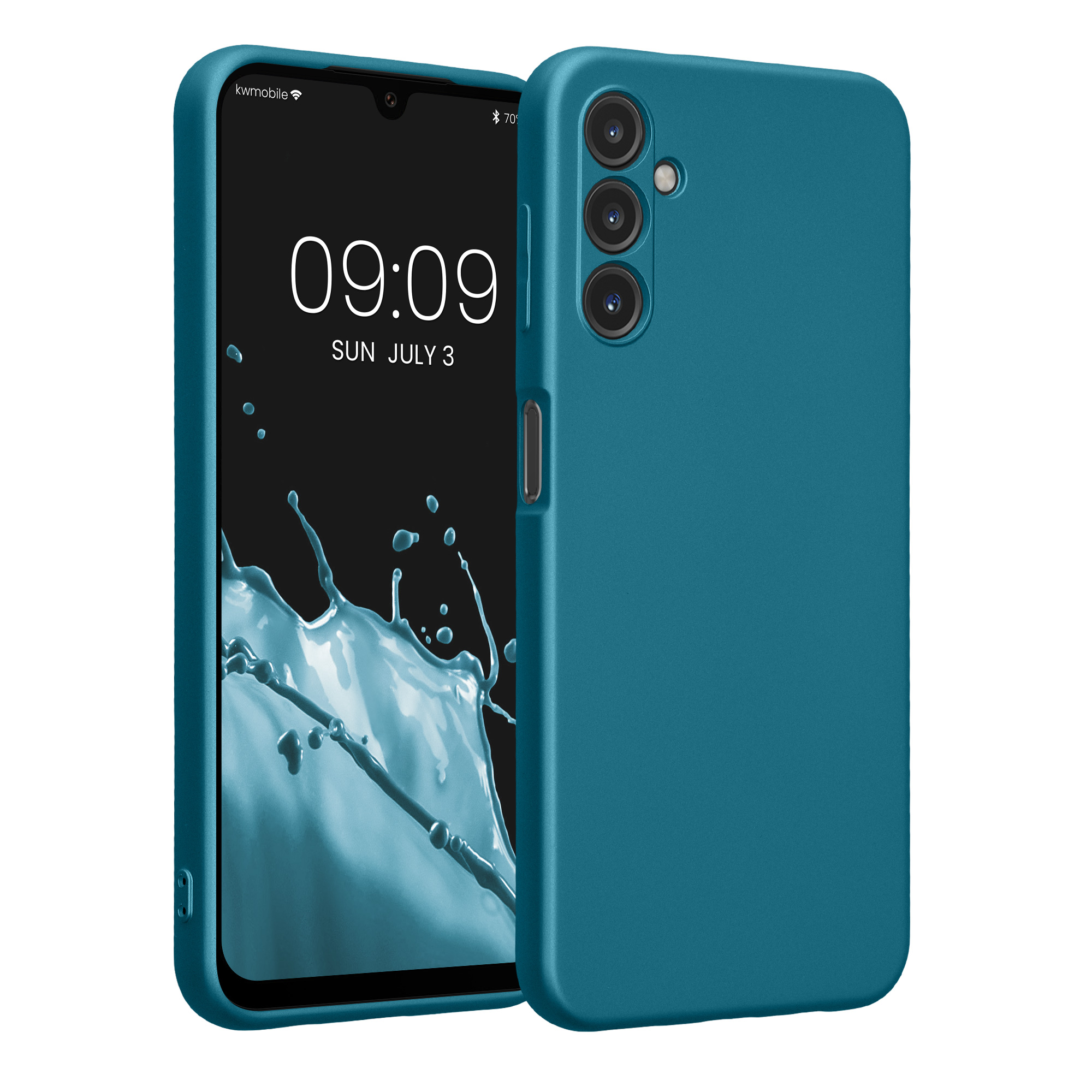 Kryt na mobil Samsung Galaxy A14 5G kwmobile TPU metalický Metalická karibská modrá