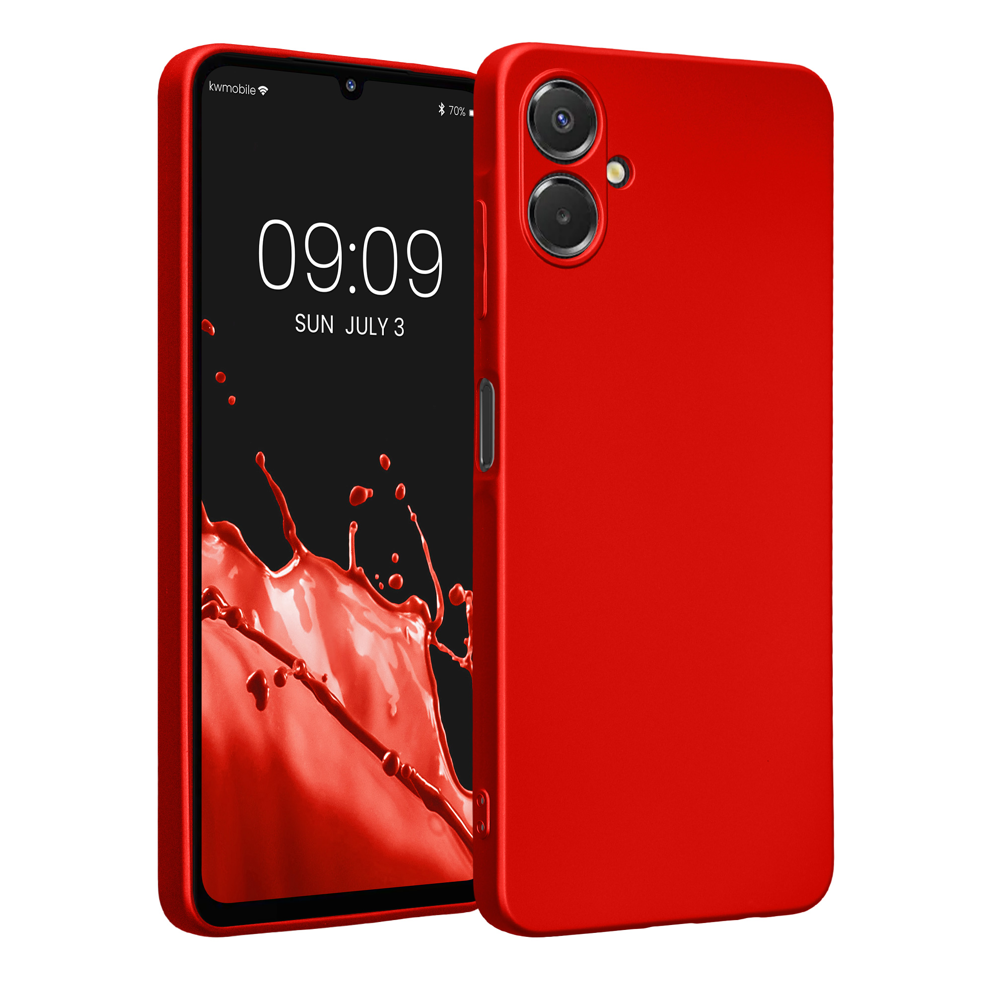 Kryt na mobil Samsung Galaxy A06 kwmobile Metallic metalicky tmavě červený