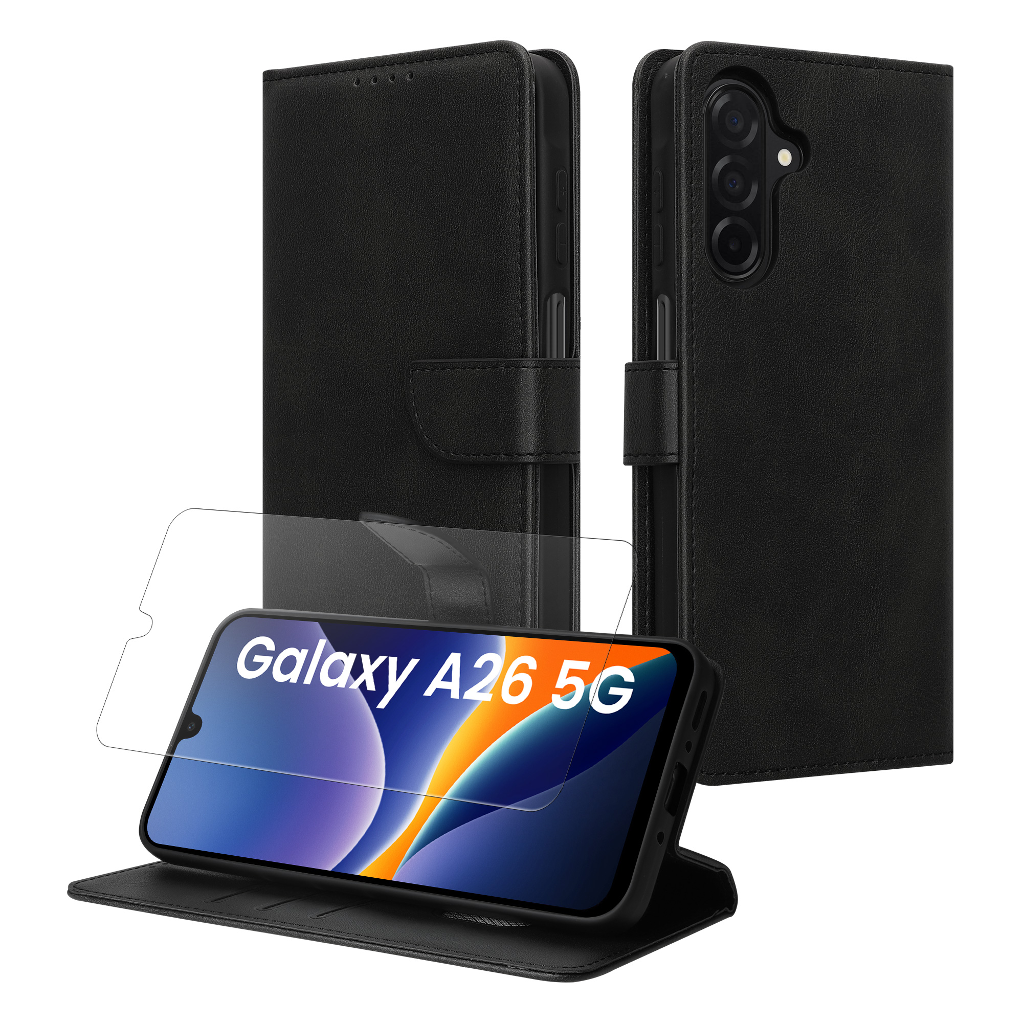 PU kožené pouzdro peněženka Samsung Galaxy A26 5G kwmobile RFID ochrana Černá
