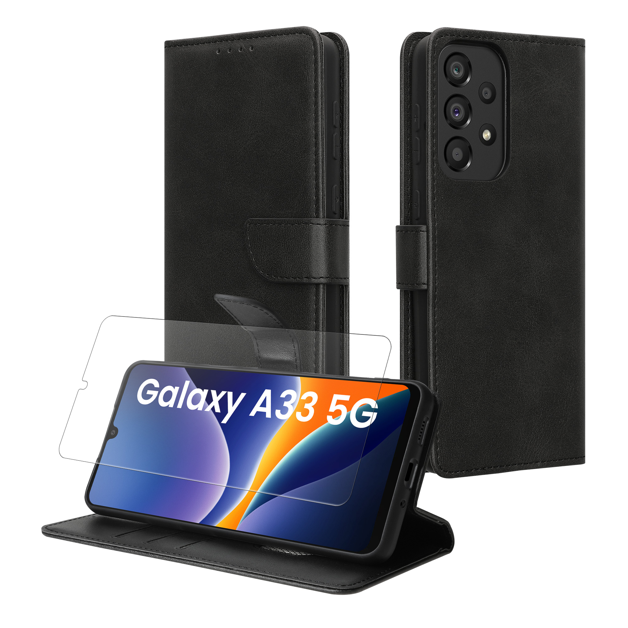 PU kožené pouzdro peněženka Samsung Galaxy A33 5G kwmobile RFID ochrana Černá
