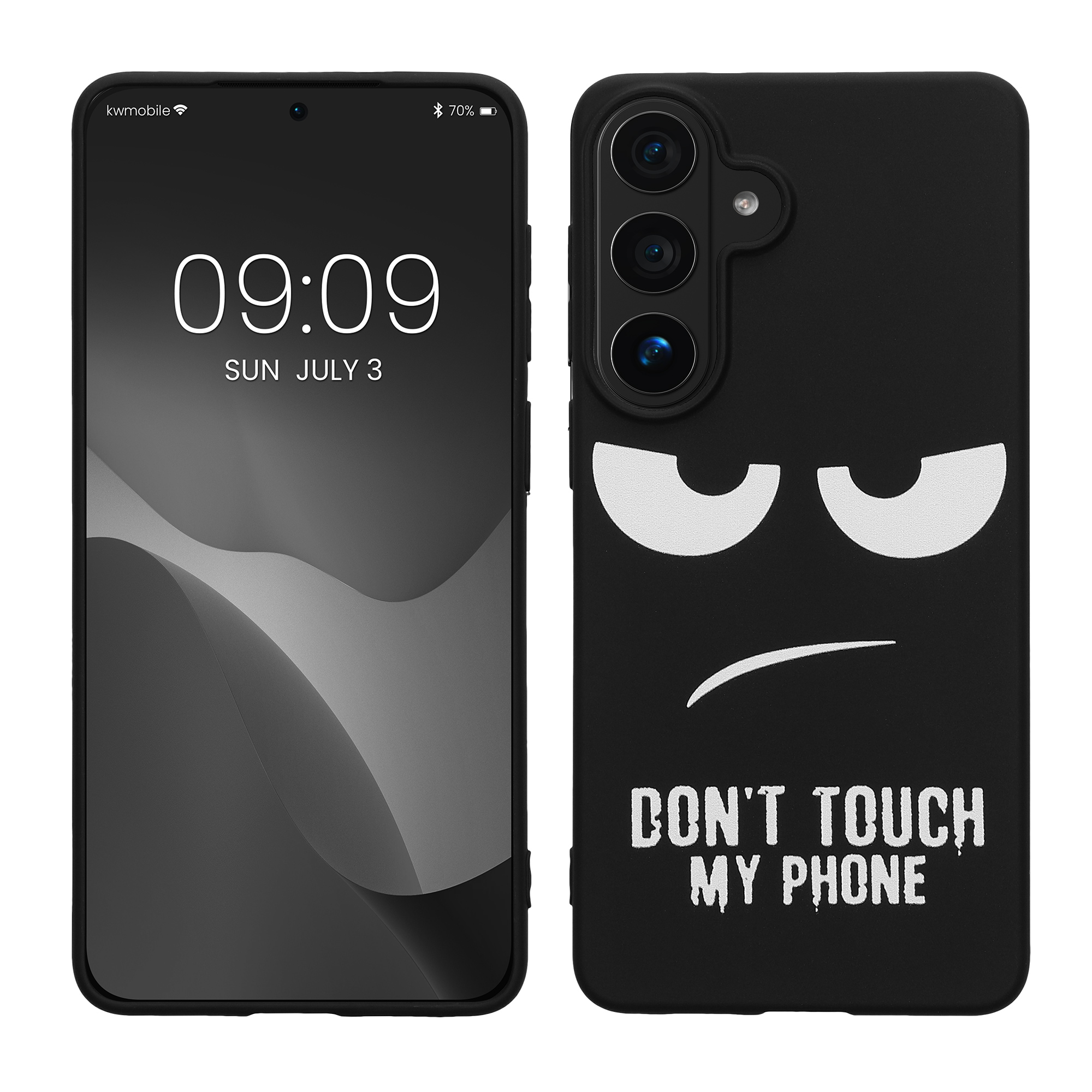 TPU silikonové pouzdro pro Samsung Galaxy S26 Plus kwmobile - bílá „nesahej na můj telefon“ / černá