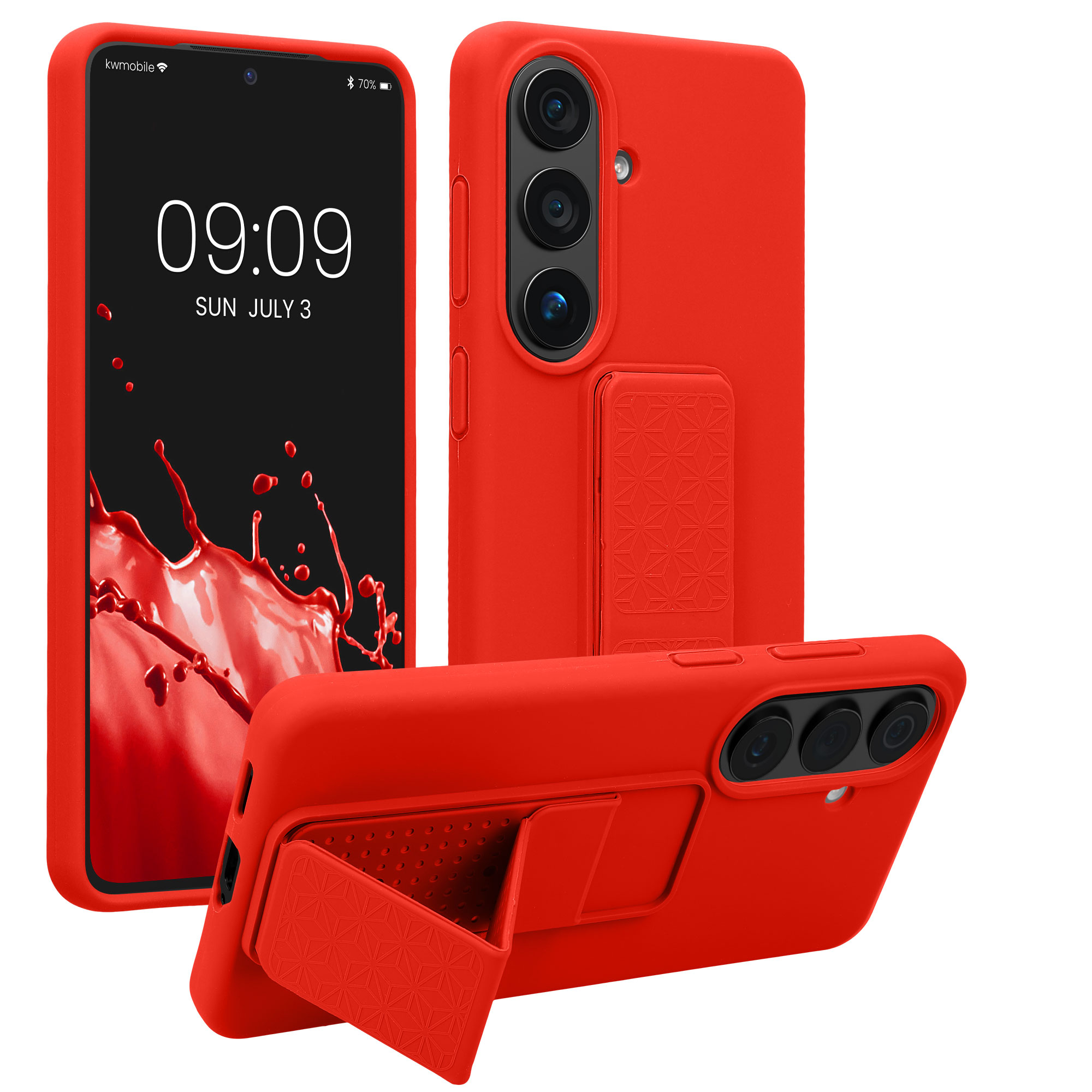 Pouzdro pro Samsung Galaxy S26 kwmobile se stojánkem s poutkem silikonové - červená