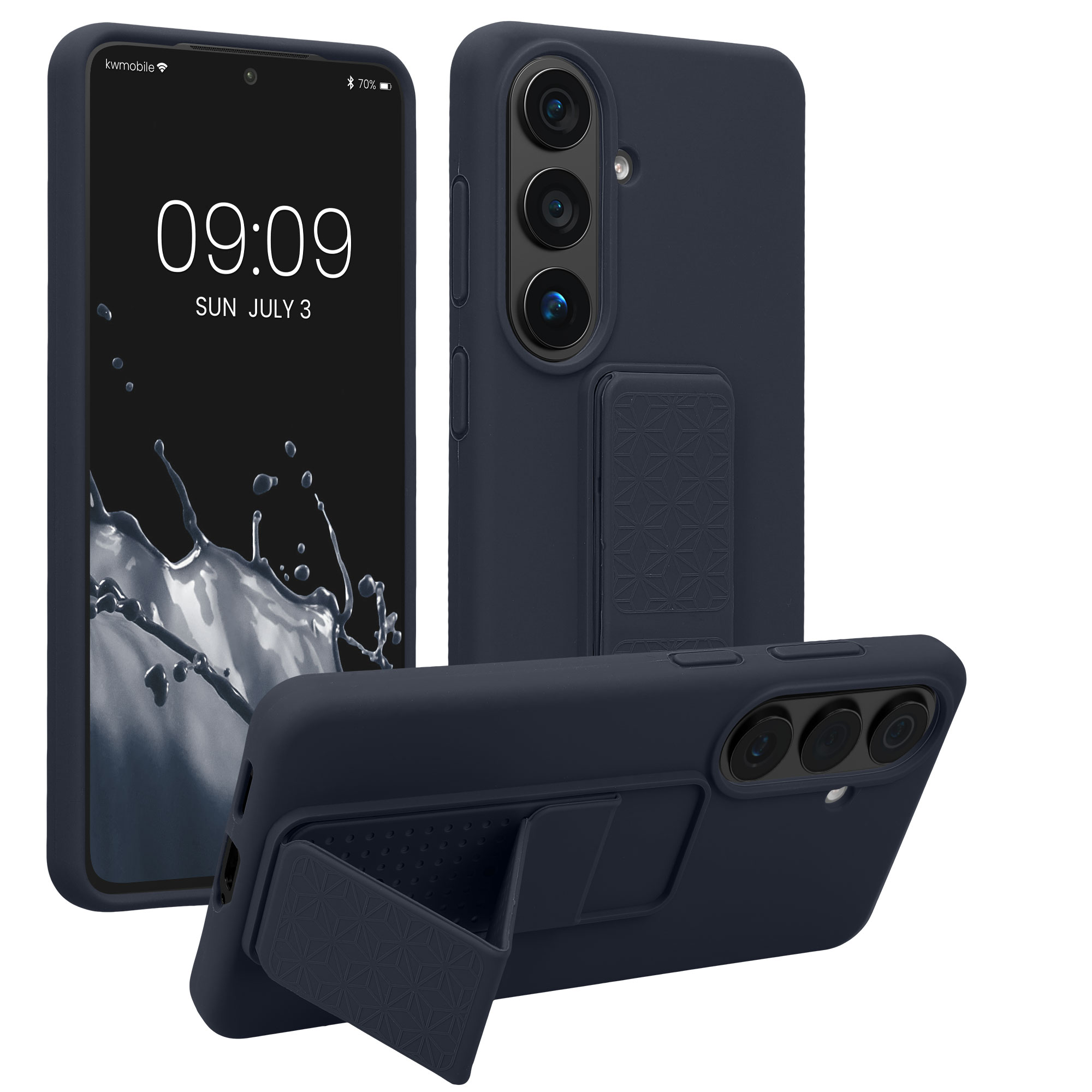 Pouzdro pro Samsung Galaxy S26 kwmobile se stojánkem s poutkem silikonové - borůvková