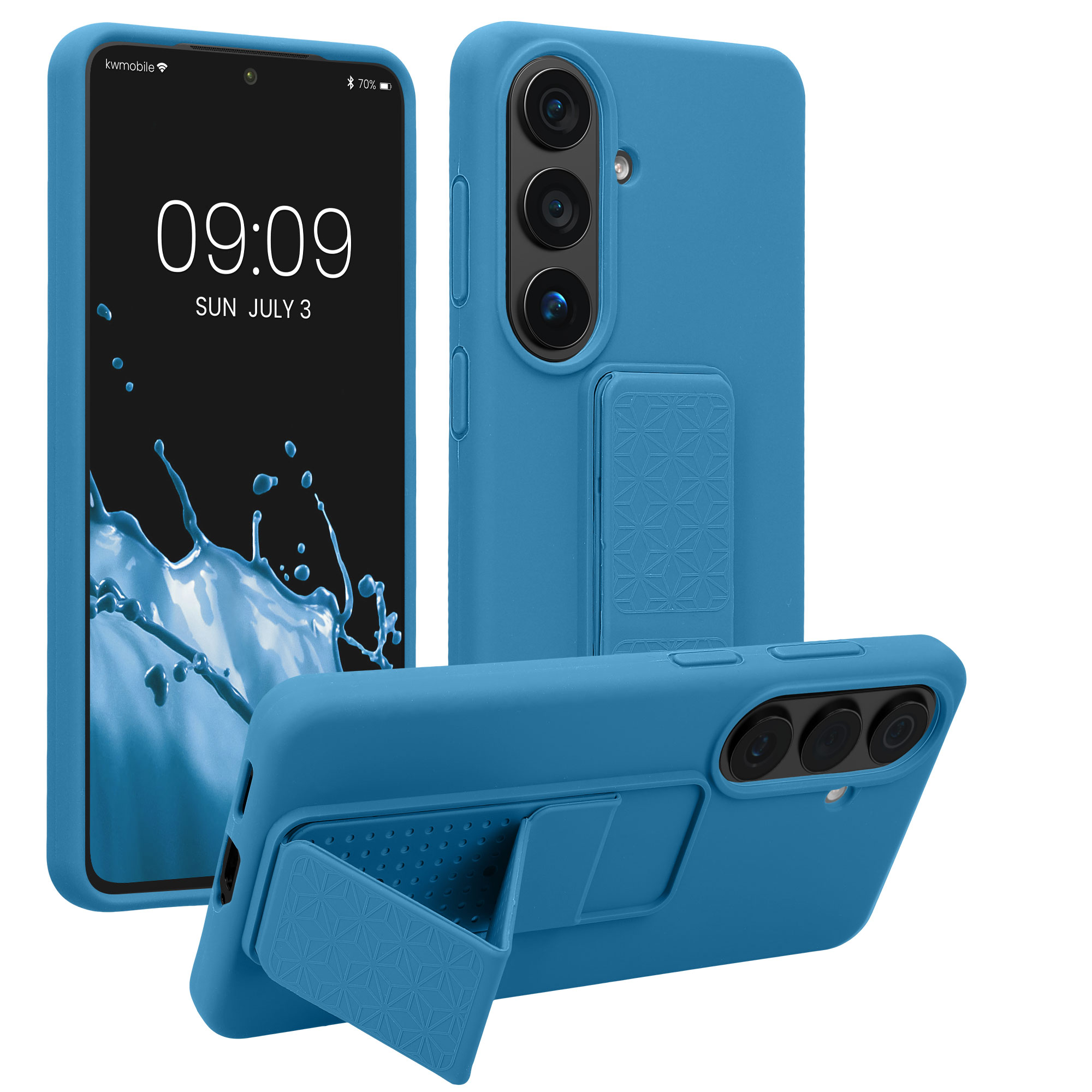 Pouzdro pro Samsung Galaxy S26 kwmobile se stojánkem s poutkem silikonové - karibská modrá