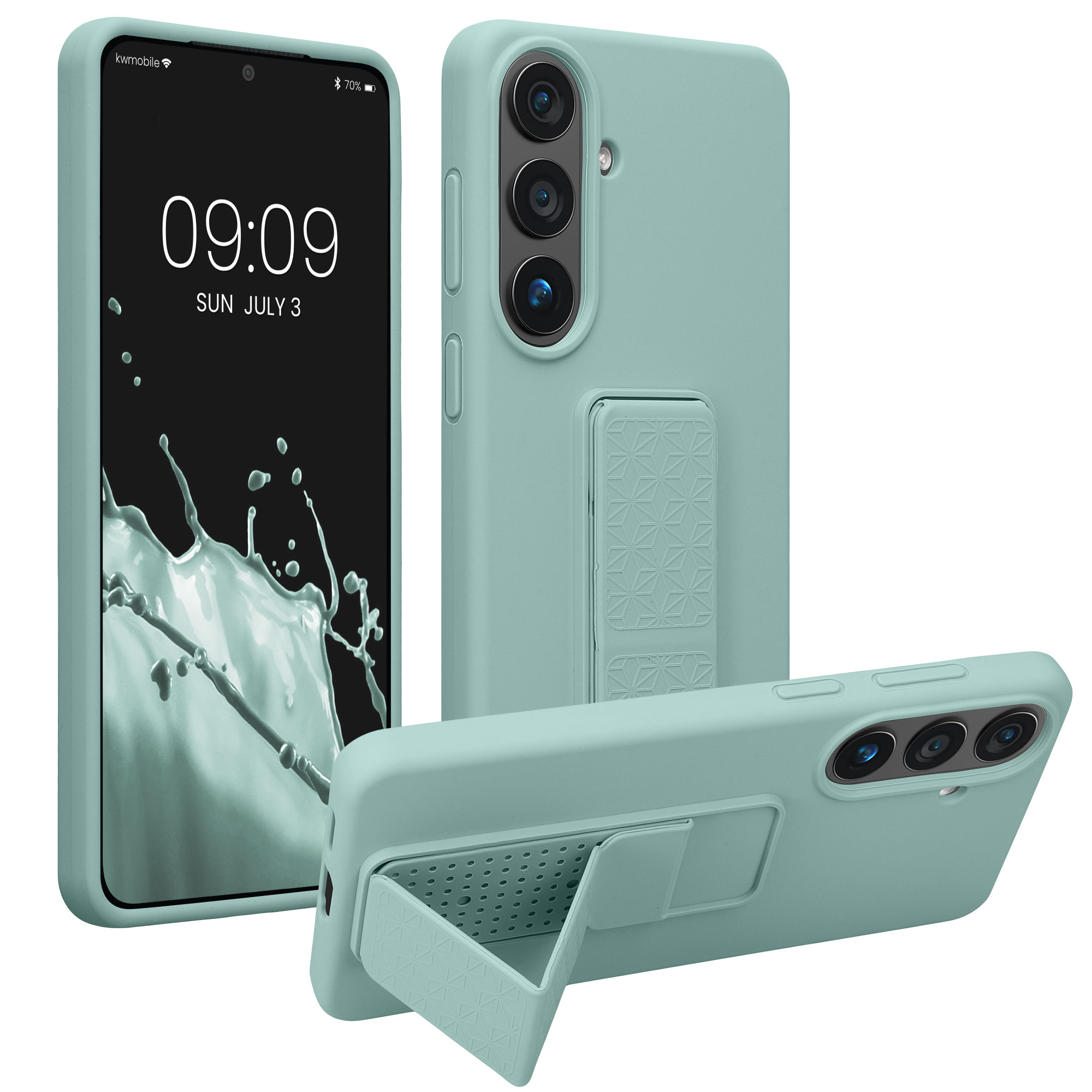Pouzdro pro Samsung Galaxy S26 Plus kwmobile se stojánkem s poutkem silikonové - mátová