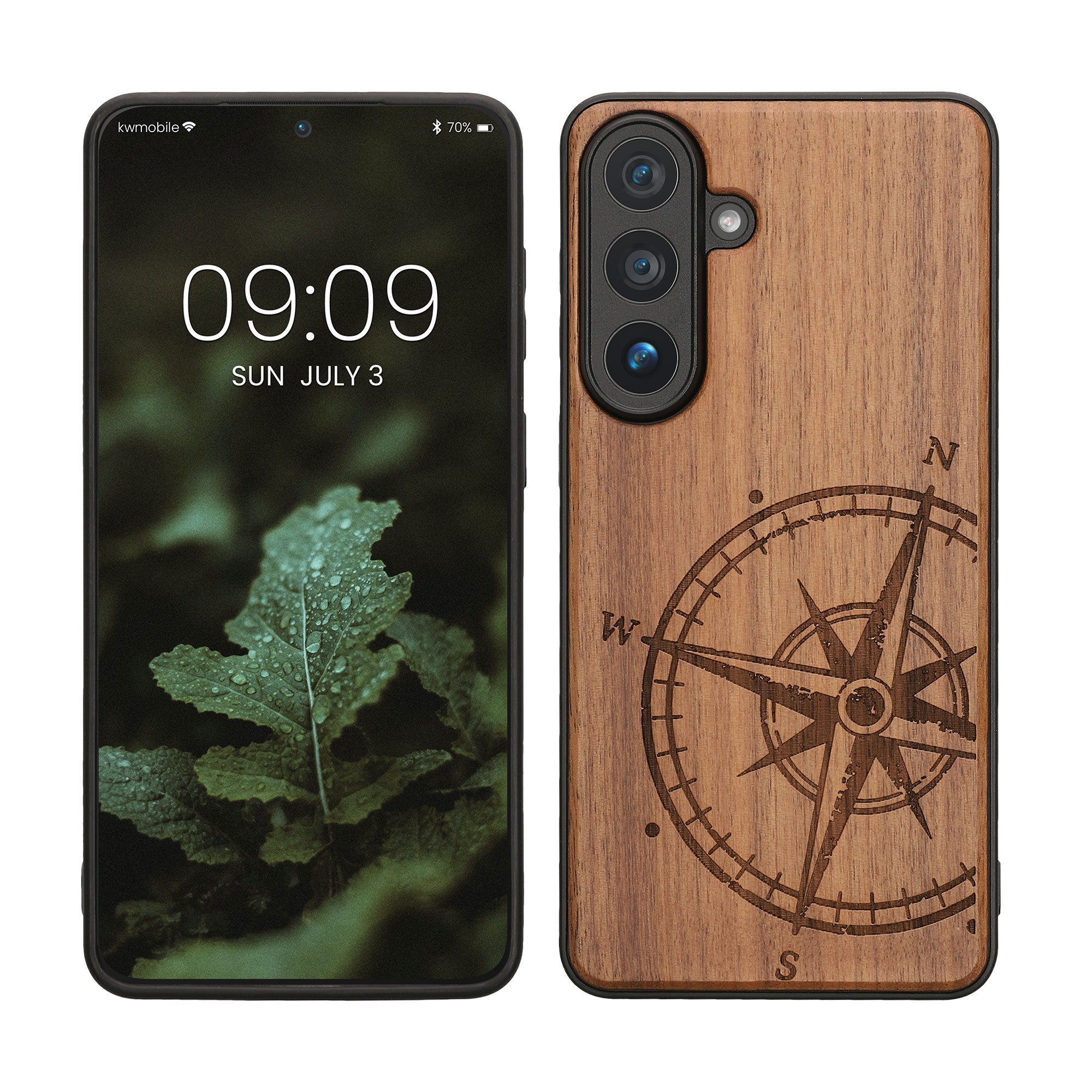 Dřevěné pouzdro pro Samsung Galaxy S26 Plus kwmobile - tvrdý obal v tmavě hnědé barvě