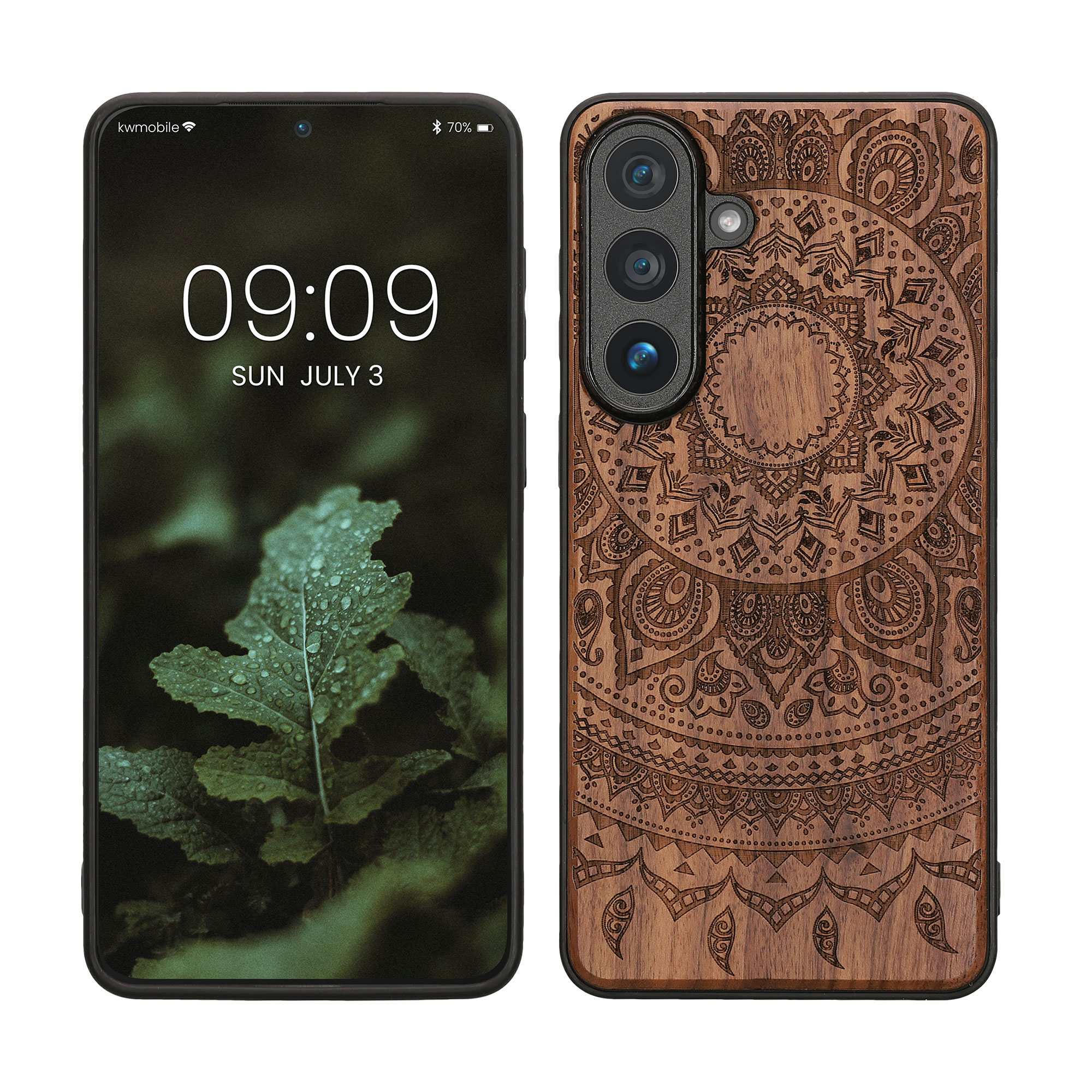 Dřevěné pouzdro pro Samsung Galaxy S26 Plus kwmobile - tvrdý obal v tmavě hnědé barvě